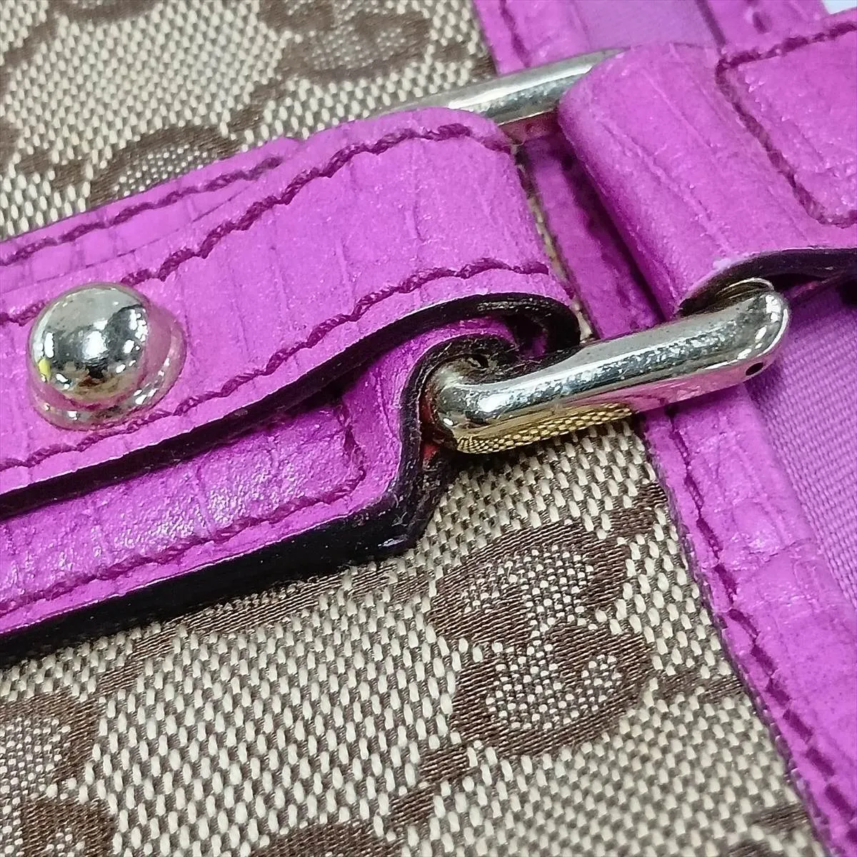 GG Canvas x Leather Handbag Beige x Purple 139261 — view 13