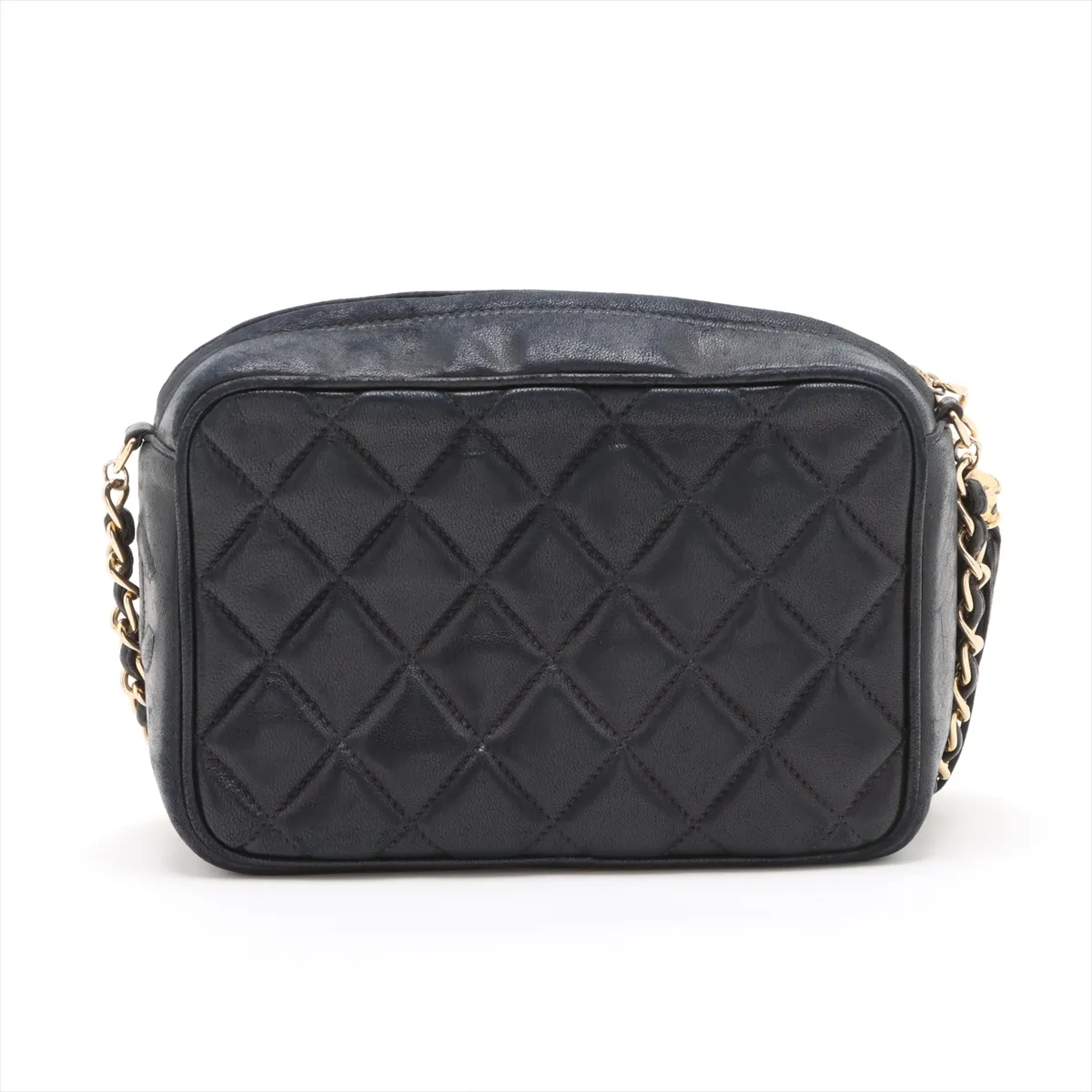Matelasse Lambskin Chain Shoulder Bag Fringe Black Gold Hardware — view 2
