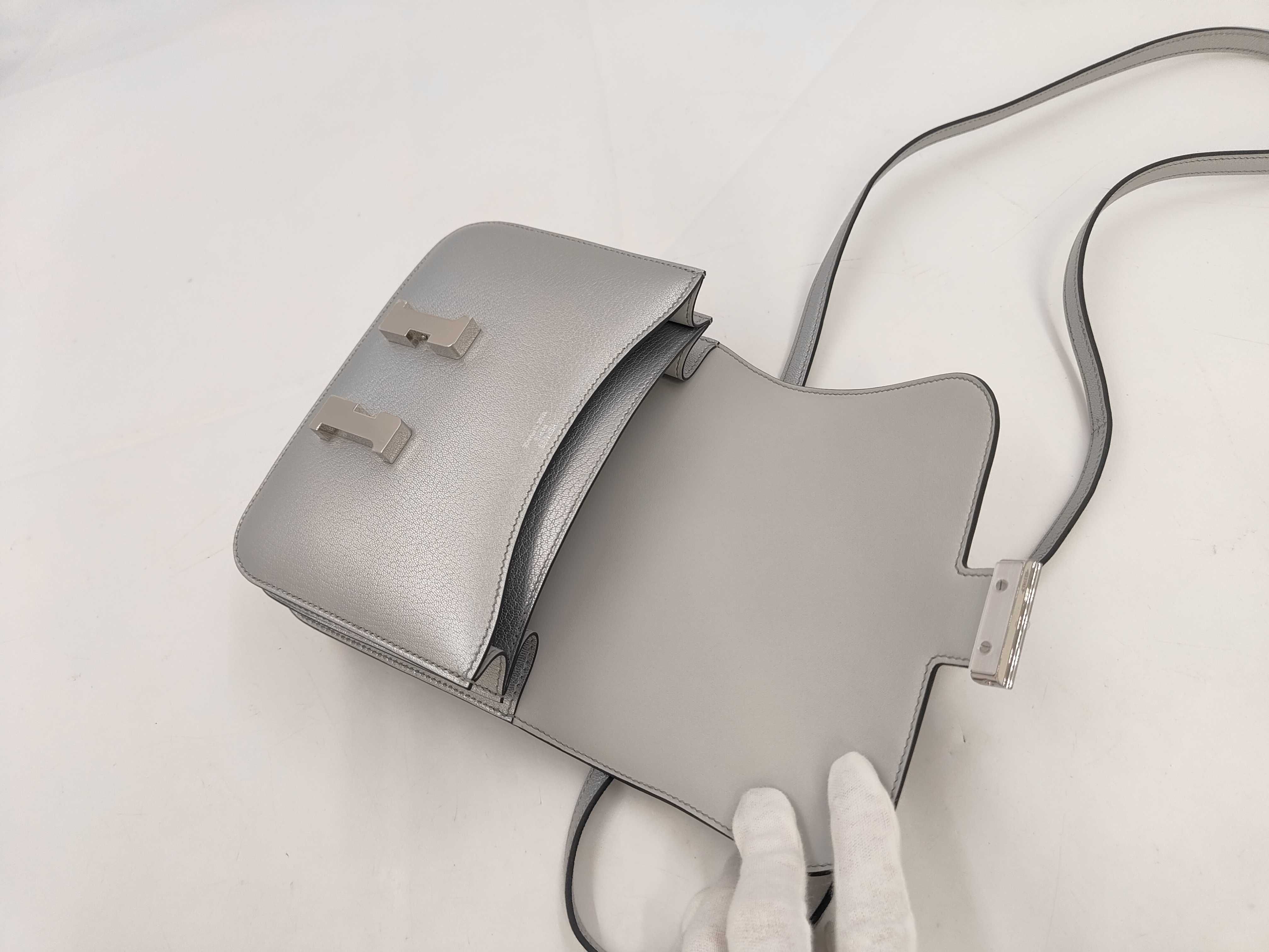 Constance Mini Chevre Argent Silver Hardware G Stamp Shoulder Bag — view 9