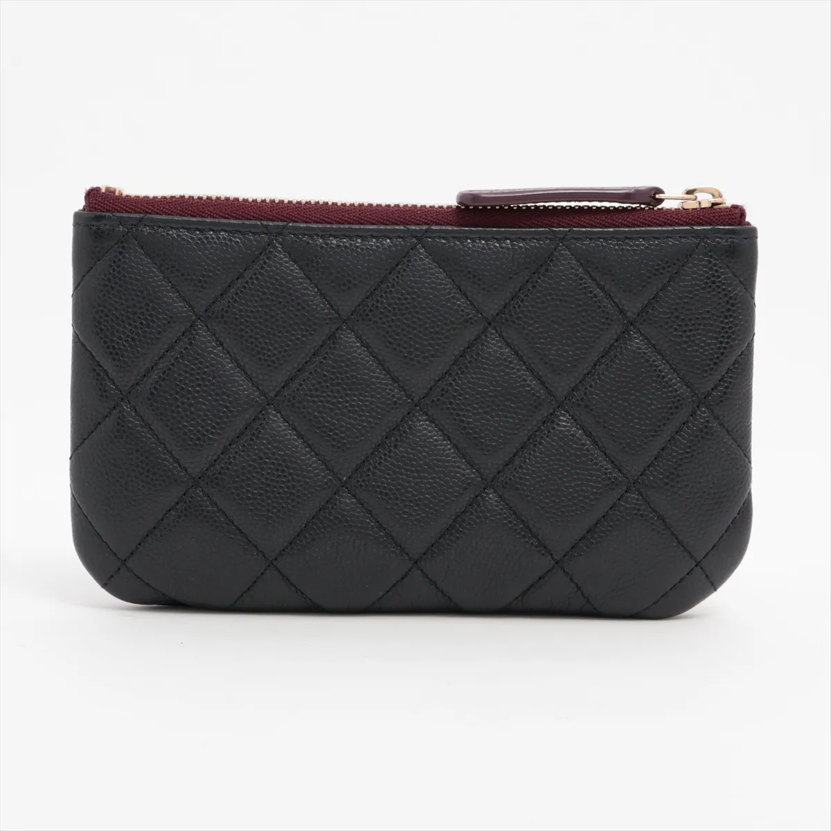 Matelasse Caviar Skin Coin Case Black Gold Hardware 31377513 Pouch — view 2