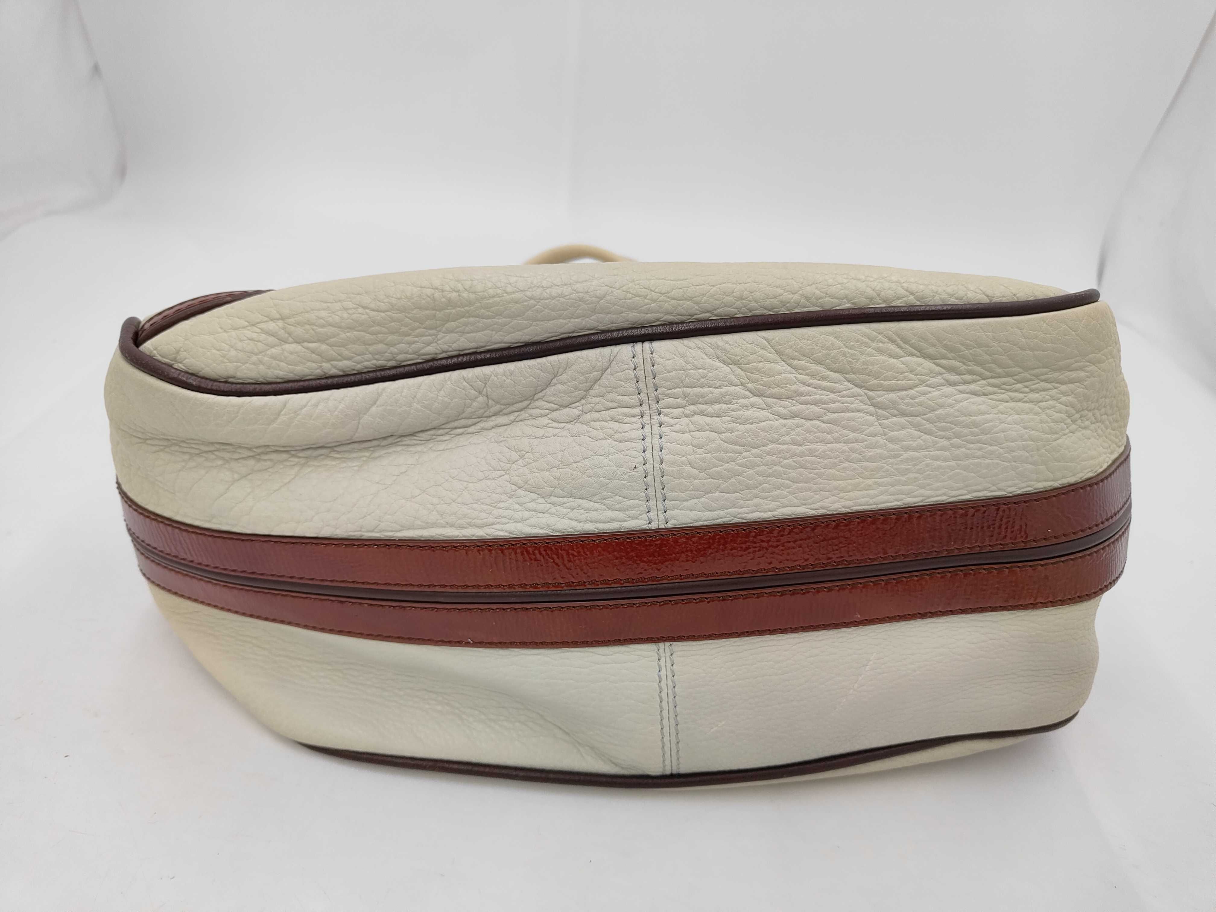 Tote Bag, Leather, Ivory x Brown — view 3