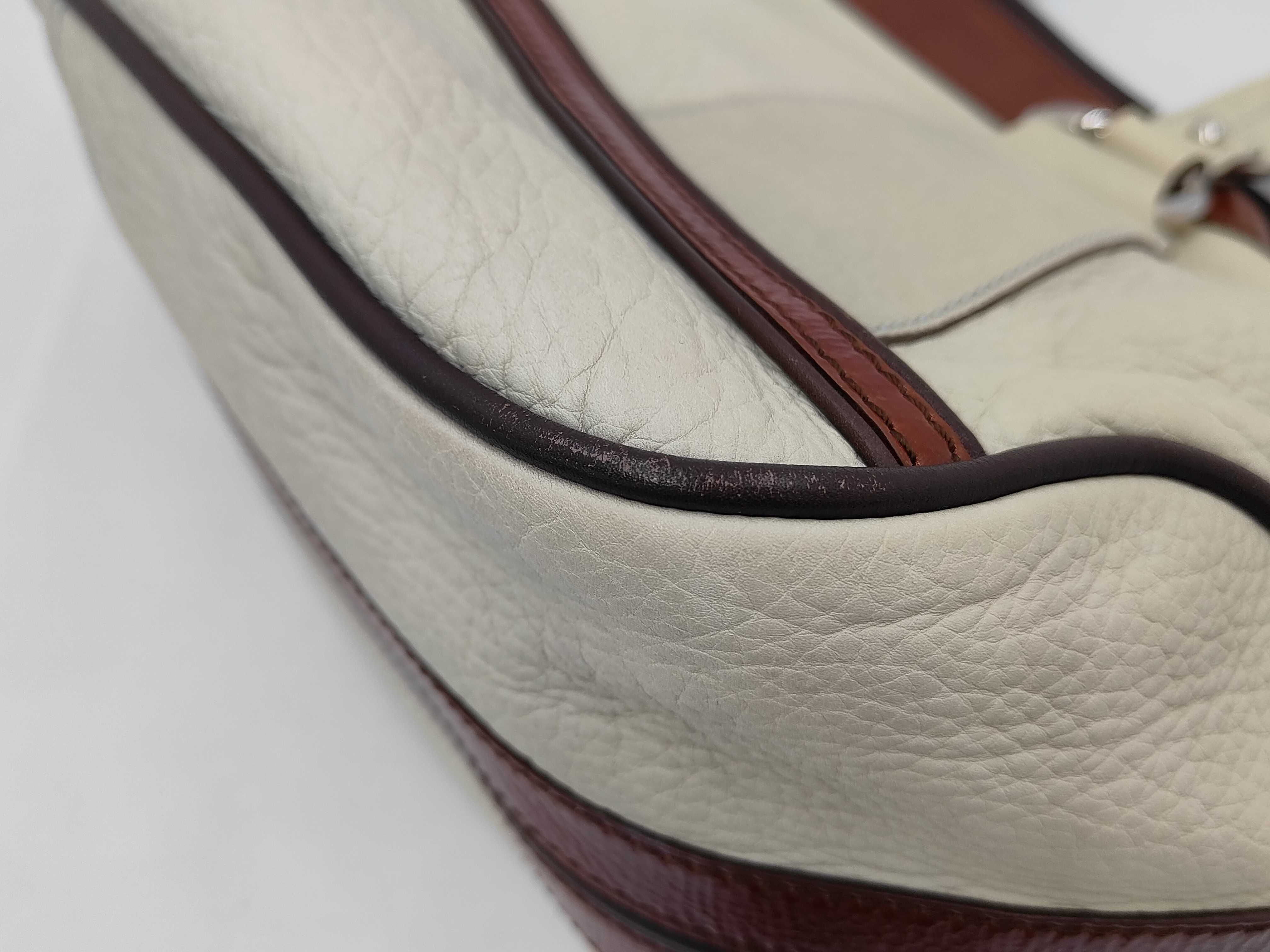 Tote Bag, Leather, Ivory x Brown — view 4