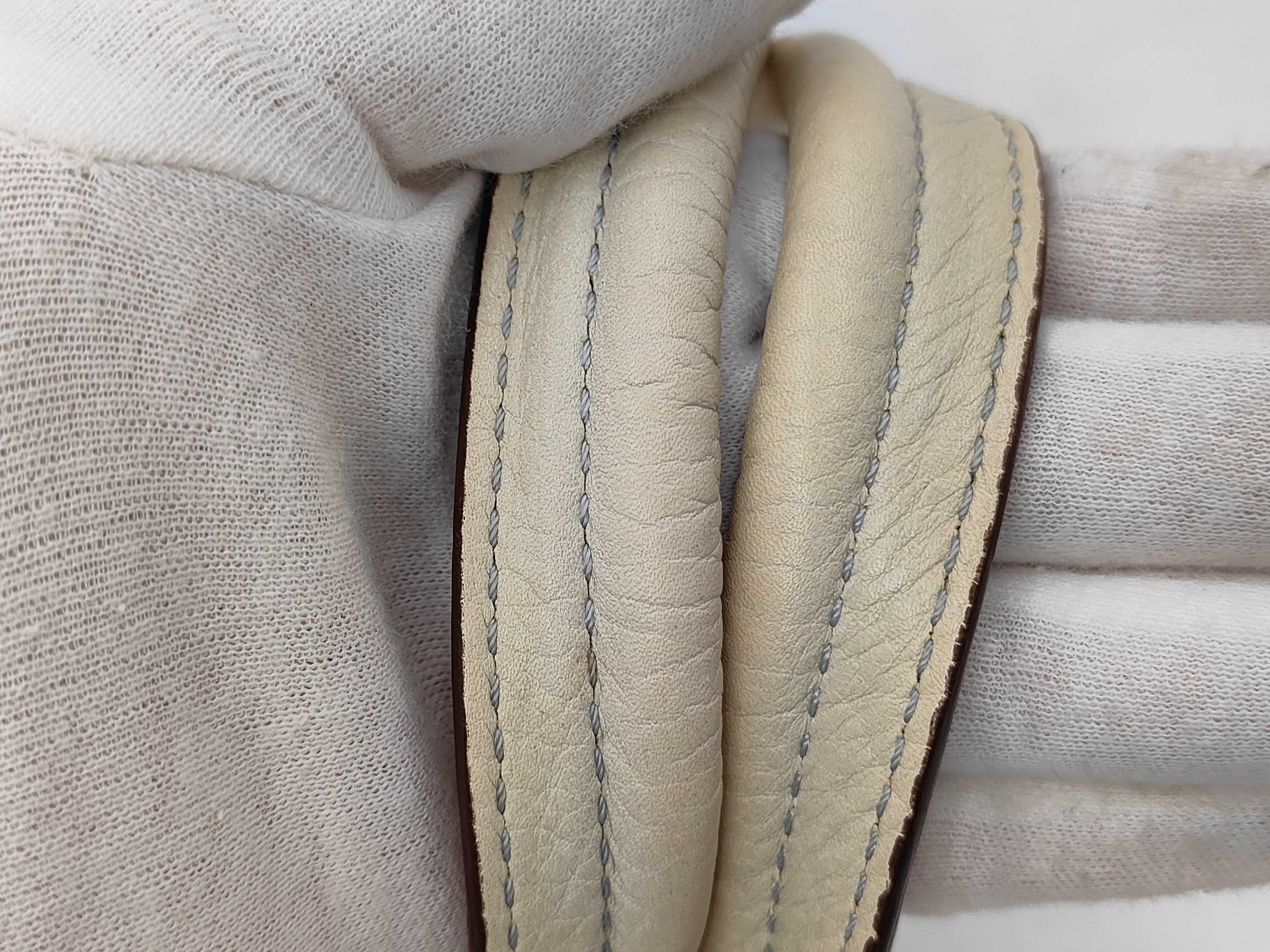 Tote Bag, Leather, Ivory x Brown — view 6