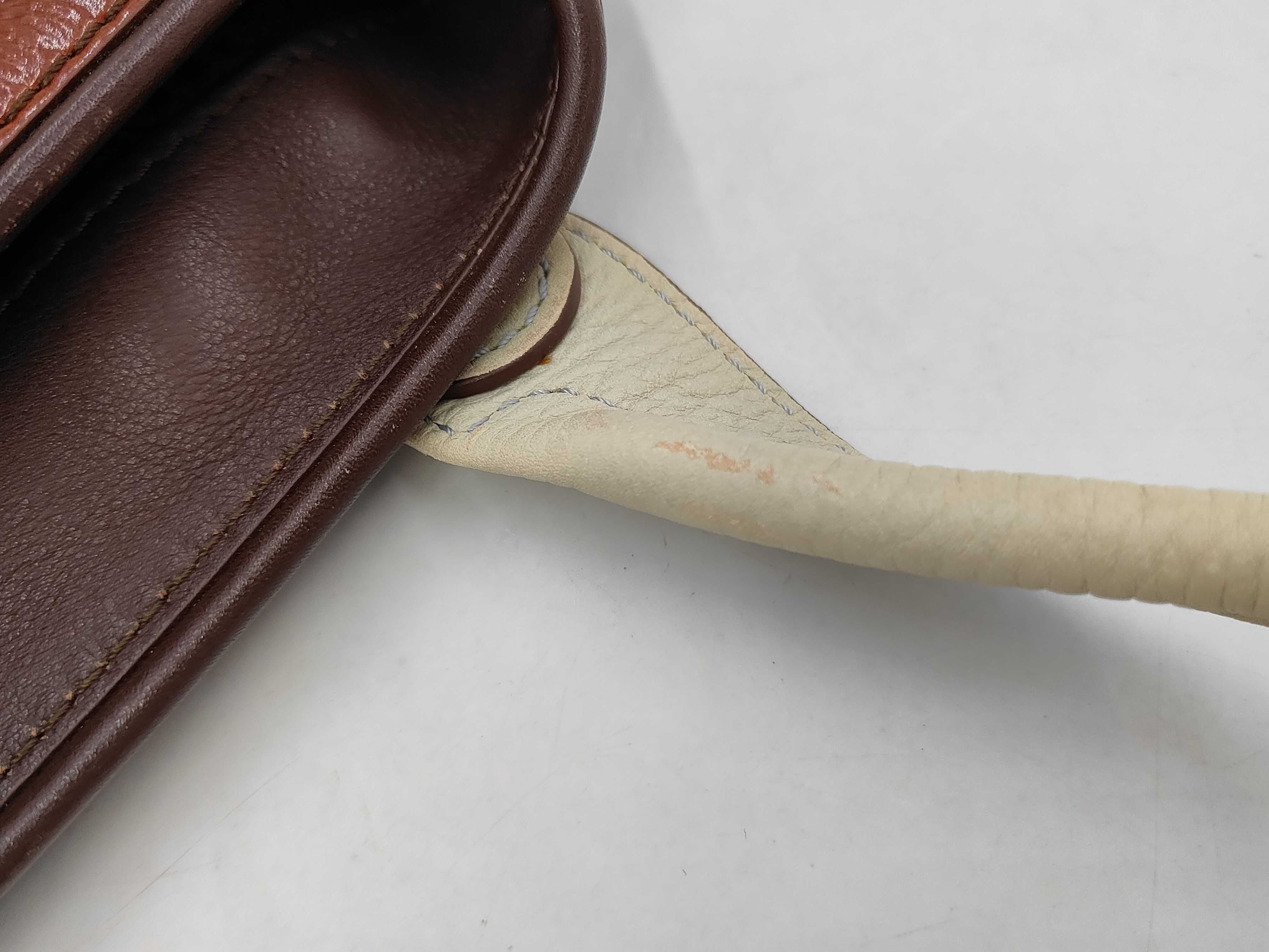 Tote Bag, Leather, Ivory x Brown — view 8