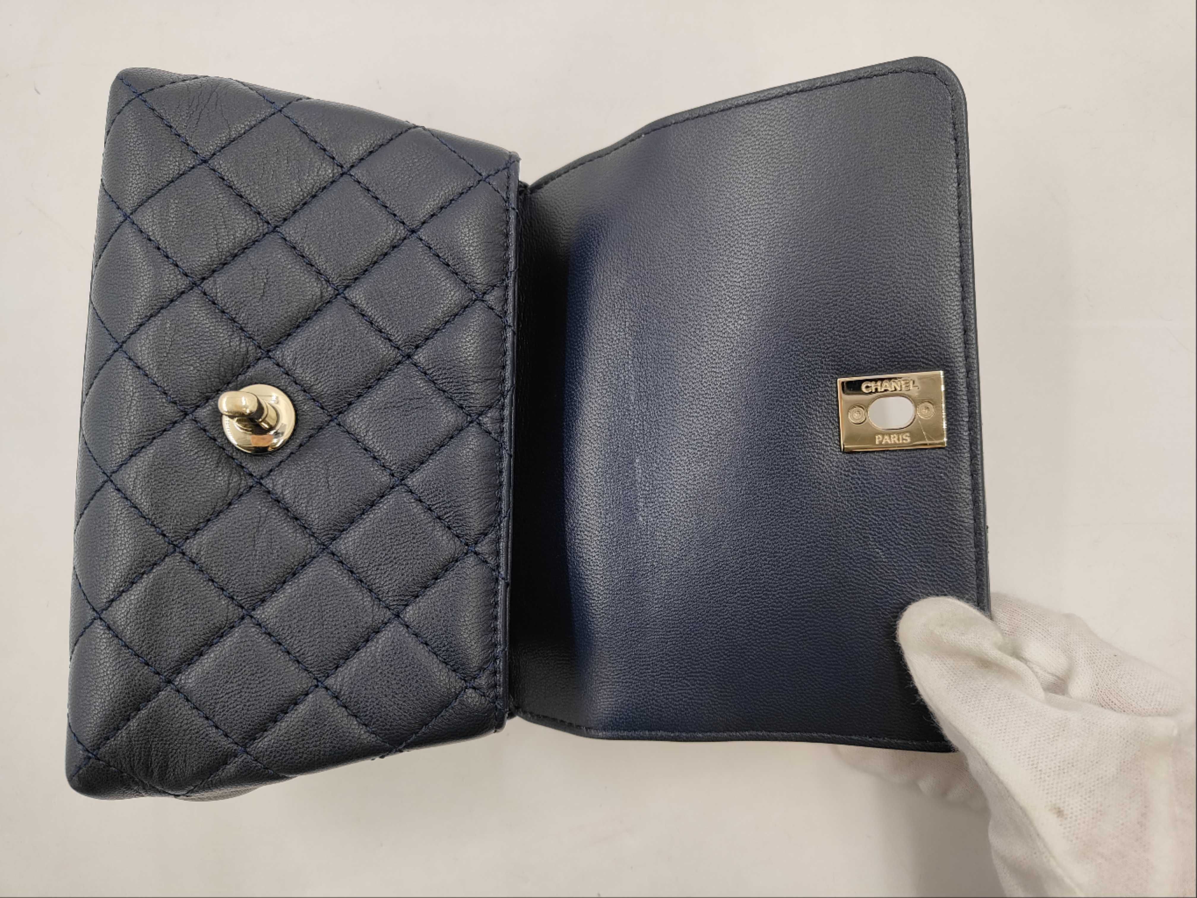 Lambskin Navy Coco Handle Shoulder Bag (Serial Number 31) — view 11
