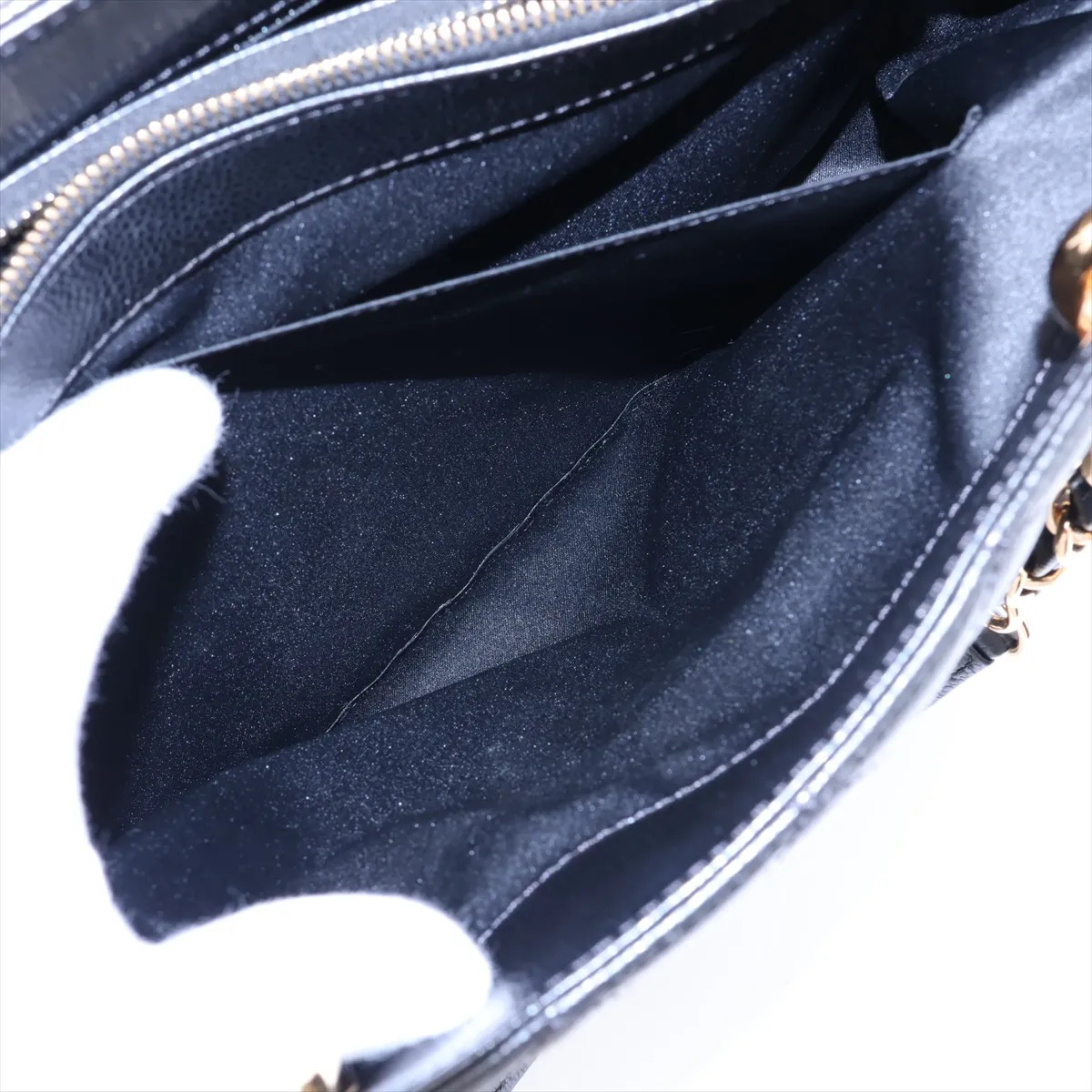 GST Caviar Skin Chain Tote Bag, Black with Gold Hardware, 19919378, Serial Number 19-series, A50995 — view 11