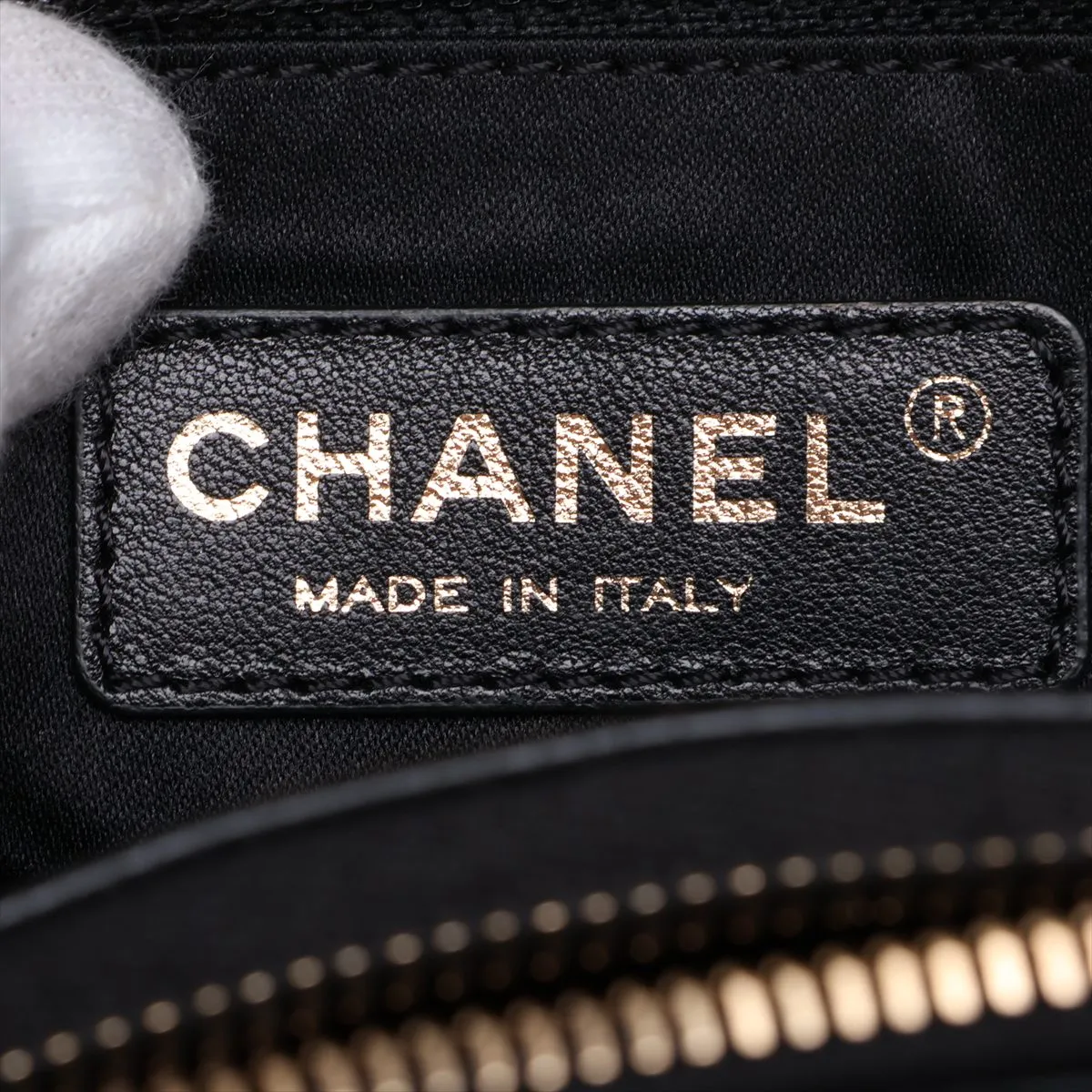 GST Caviar Skin Chain Tote Bag, Black with Gold Hardware, 19919378, Serial Number 19-series, A50995 — view 13