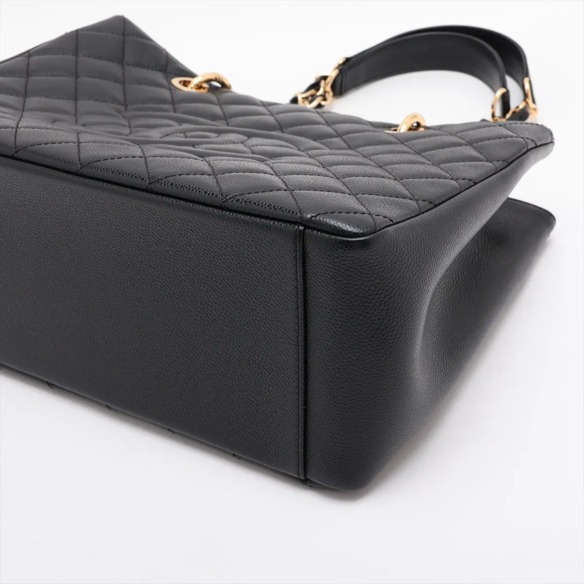 GST Caviar Skin Chain Tote Bag, Black with Gold Hardware, 19919378, Serial Number 19-series, A50995 — view 3