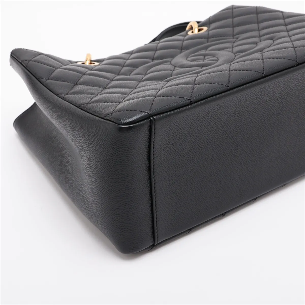 GST Caviar Skin Chain Tote Bag, Black with Gold Hardware, 19919378, Serial Number 19-series, A50995 — view 4