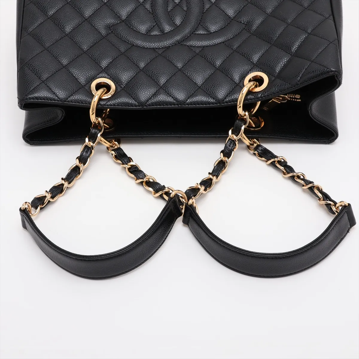 GST Caviar Skin Chain Tote Bag, Black with Gold Hardware, 19919378, Serial Number 19-series, A50995 — view 5
