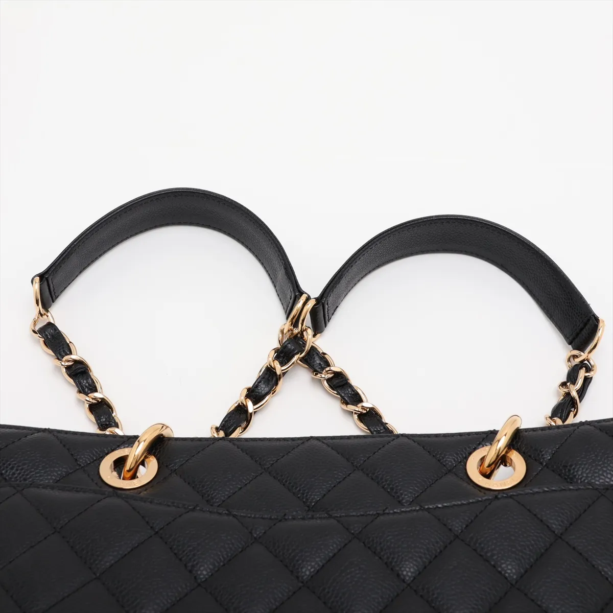 GST Caviar Skin Chain Tote Bag, Black with Gold Hardware, 19919378, Serial Number 19-series, A50995 — view 6