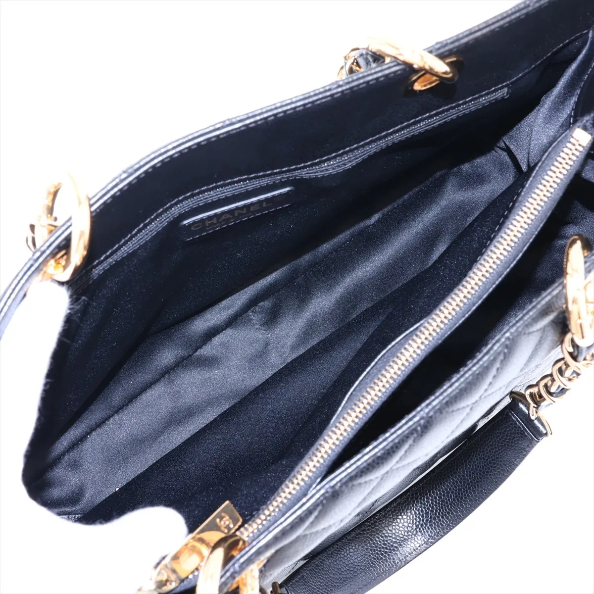 GST Caviar Skin Chain Tote Bag, Black with Gold Hardware, 19919378, Serial Number 19-series, A50995 — view 7