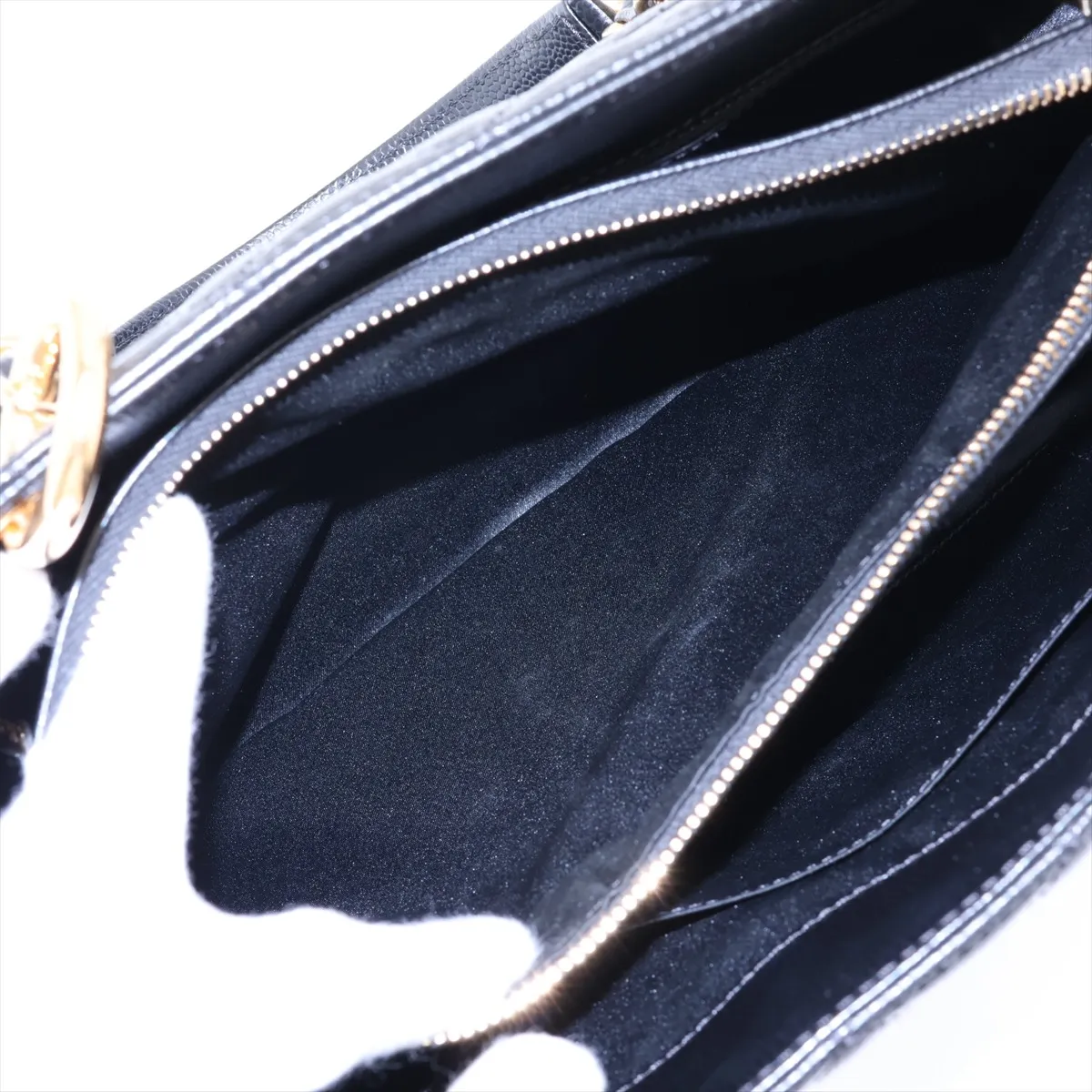 GST Caviar Skin Chain Tote Bag, Black with Gold Hardware, 19919378, Serial Number 19-series, A50995 — view 9