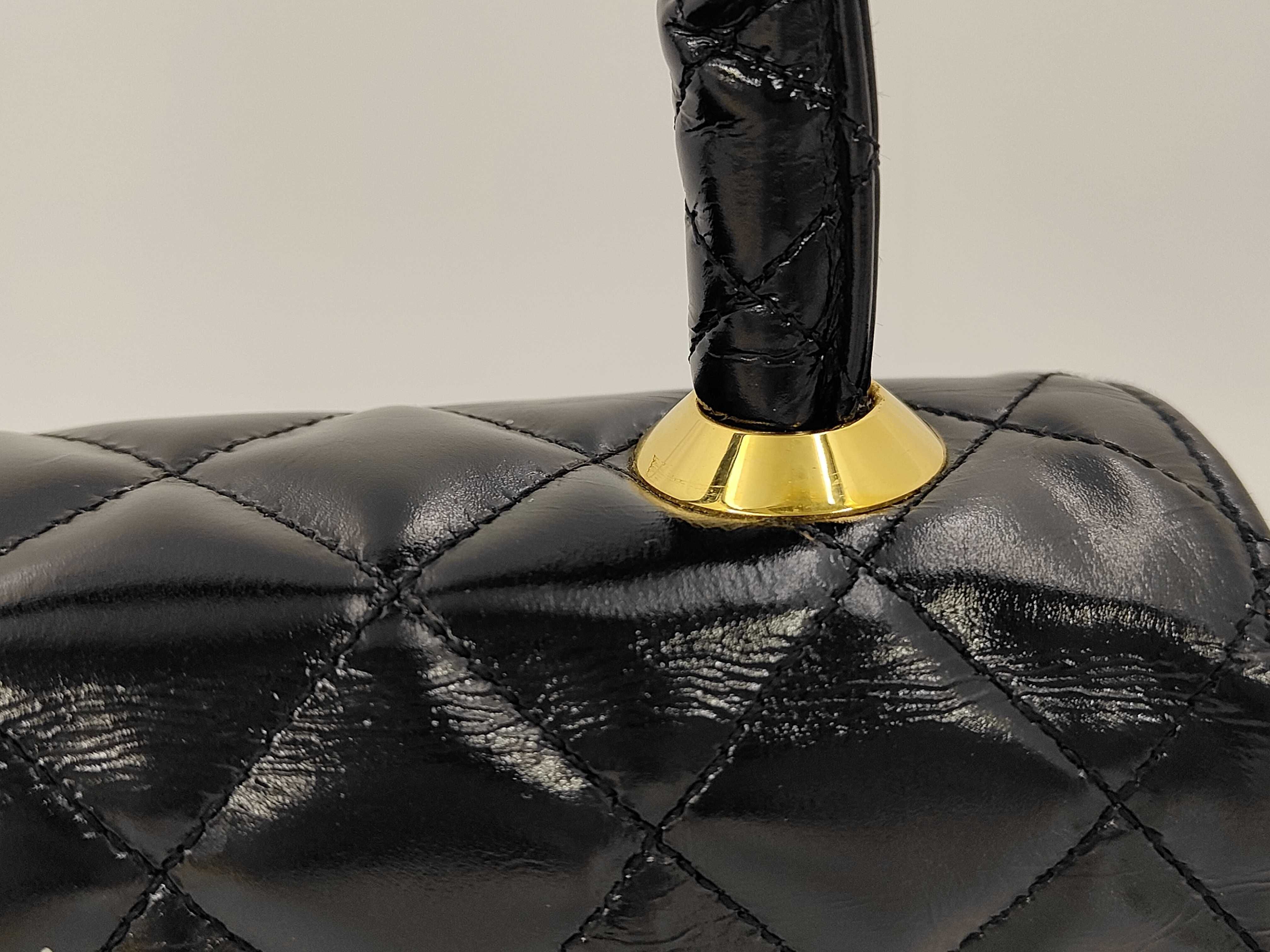 Matelassé Coco Mark Patent Leather Handbag — view 3