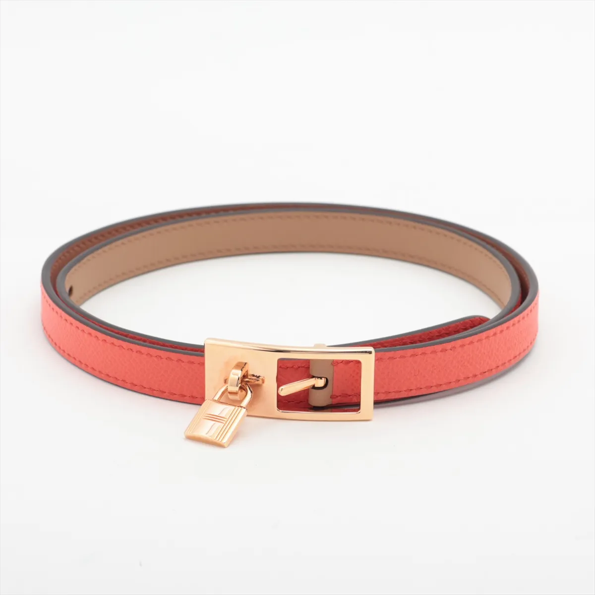 Lucky 15 Reversible Cadena U:2022 FI0212 Belt 80 Leather Pink x Beige