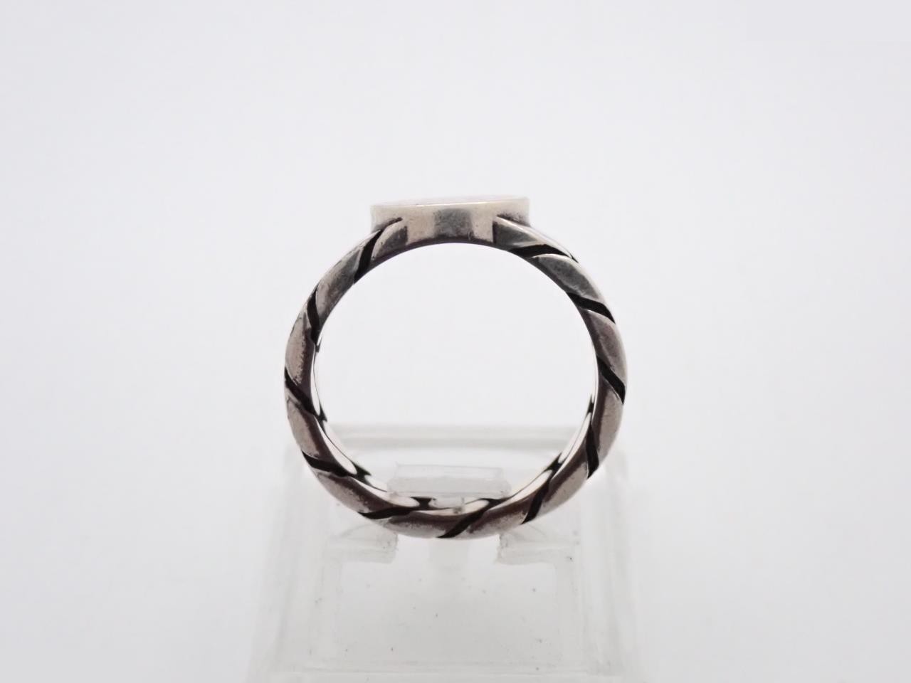 Interlocking Ring Pink 925/5.9g Engraved 13 Actual Size #11 — view 3