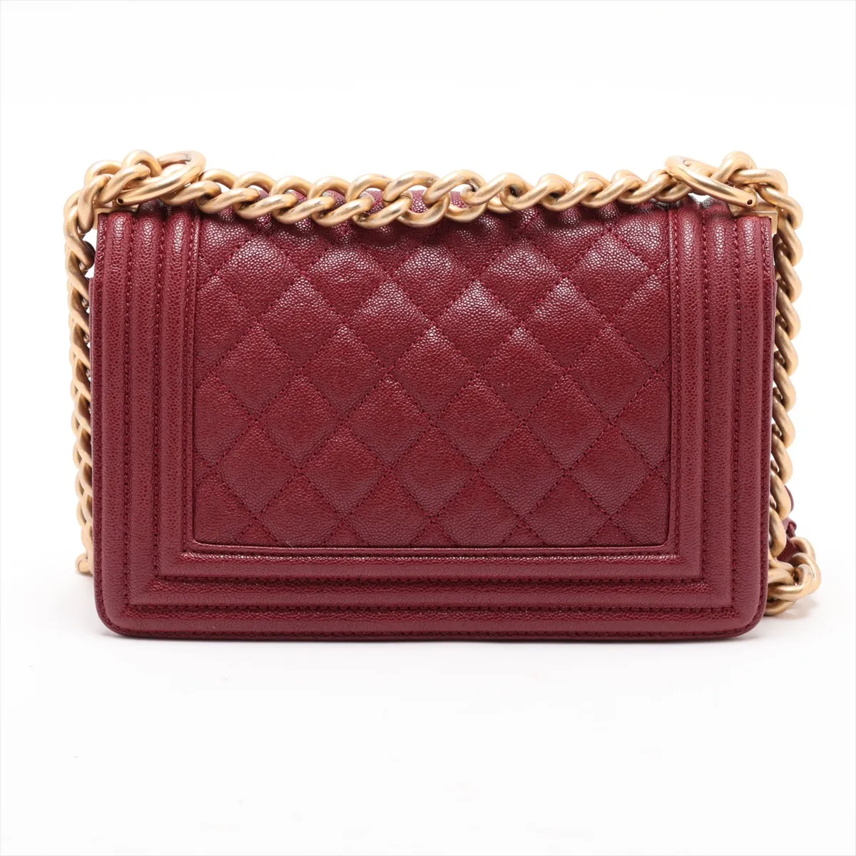 Boy Chanel 20 Small Caviar Skin Chain Shoulder Bag, Red with Gold Hardware, 25914368, Serial Number , A67085 — view 2