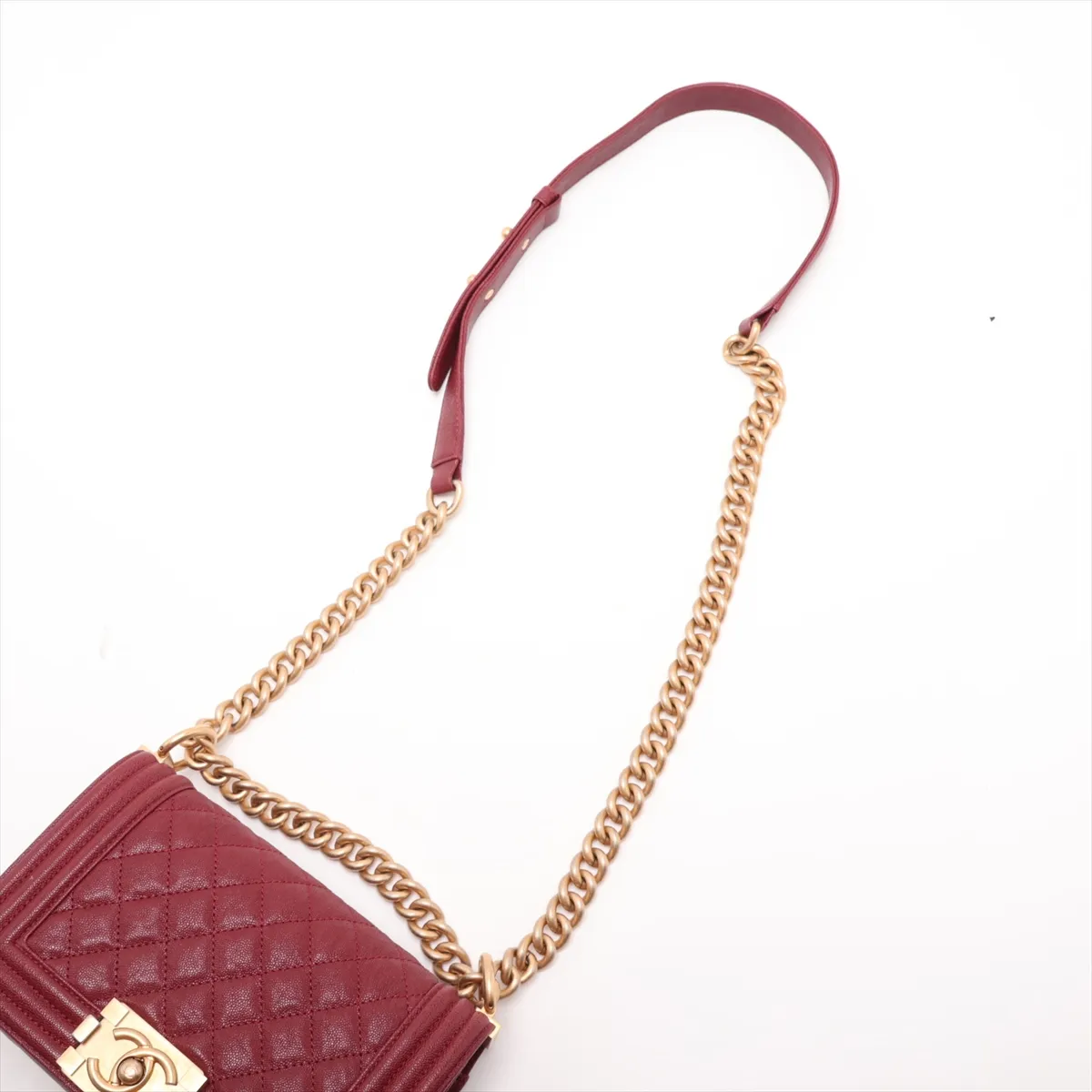 Boy Chanel 20 Small Caviar Skin Chain Shoulder Bag, Red with Gold Hardware, 25914368, Serial Number , A67085 — view 5
