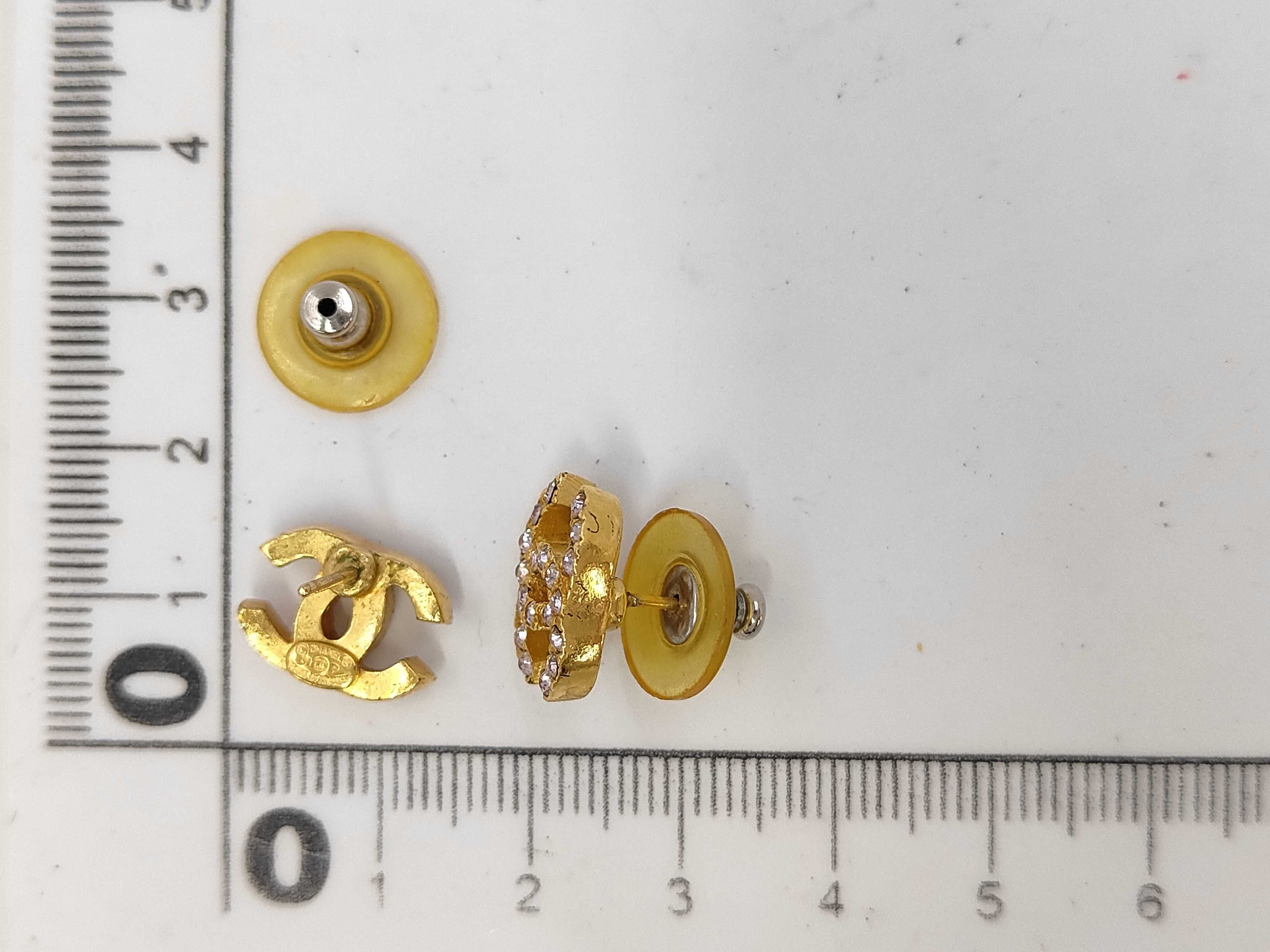 Coco mark earrings rhinestone gold color 01P *Stone drop earrings — view 6