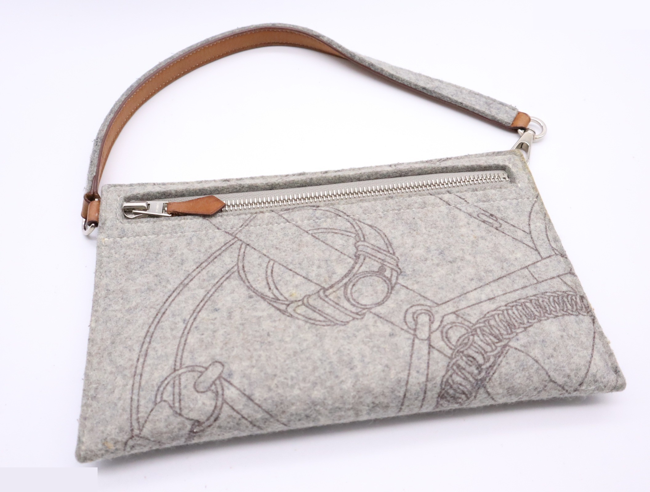 Felt x Leather Karimi MM, Gray, with Pouch, L Stamp, 2008 — view 8