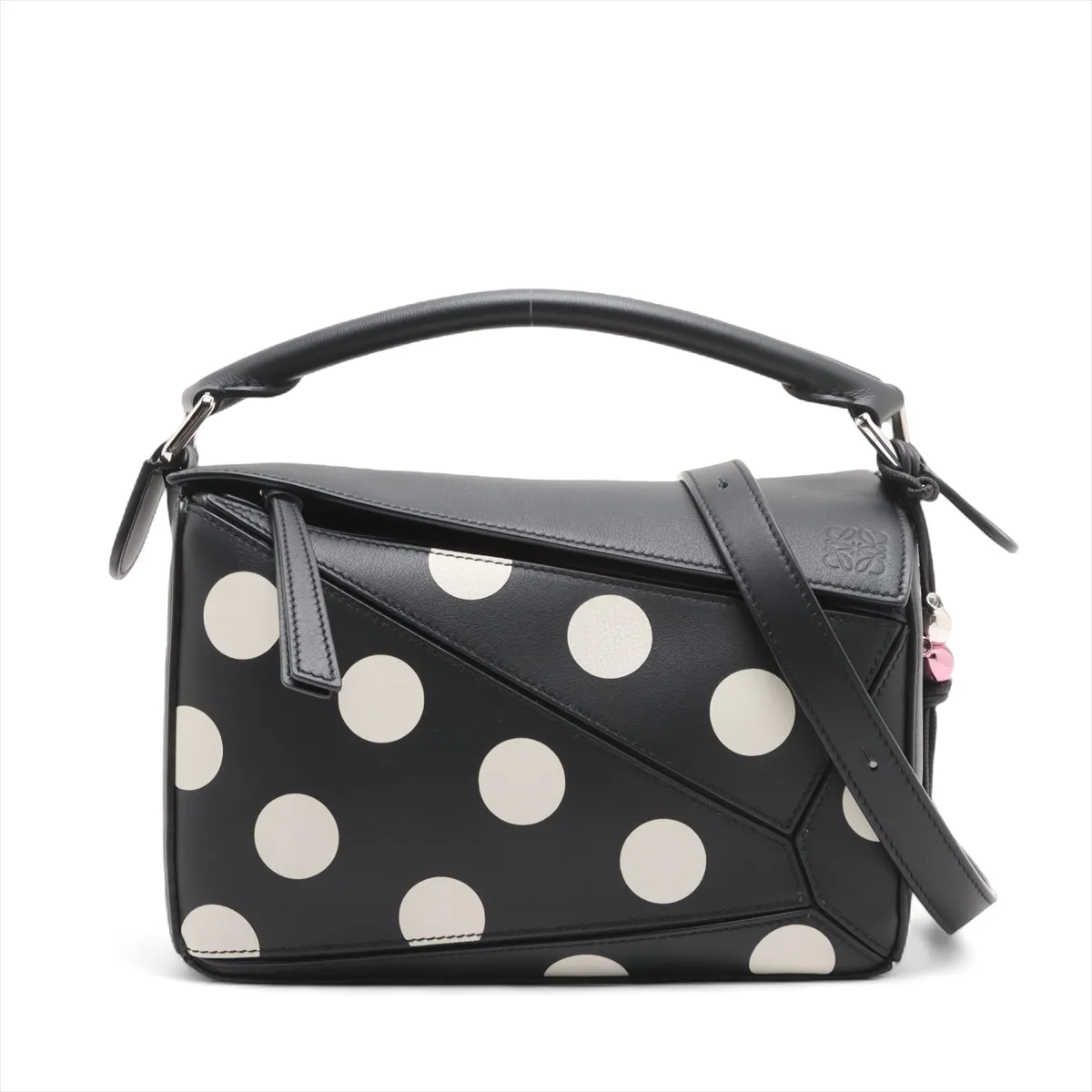 Puzzle 10 Puzzle Bag Small Leather 2WAY Shoulder Bag Black x White