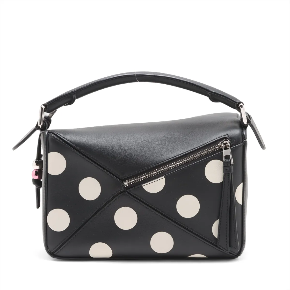 Puzzle 10 Puzzle Bag Small Leather 2WAY Shoulder Bag Black x White — view 2
