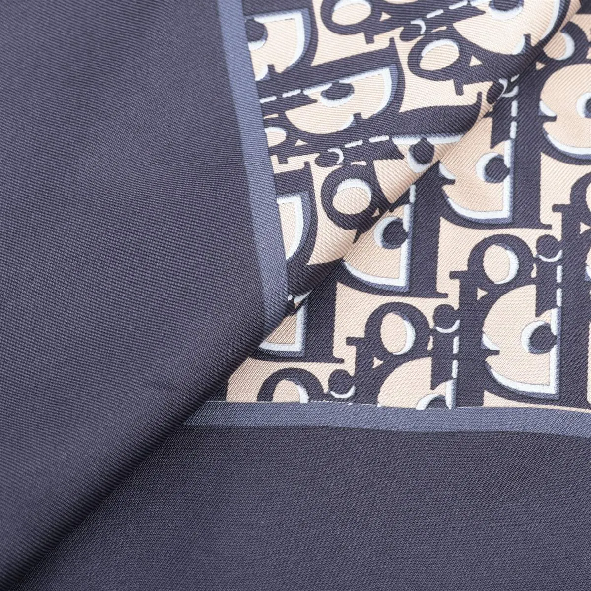 Oblique Silk Shawl, Navy. Some wear, snags, and — view 2