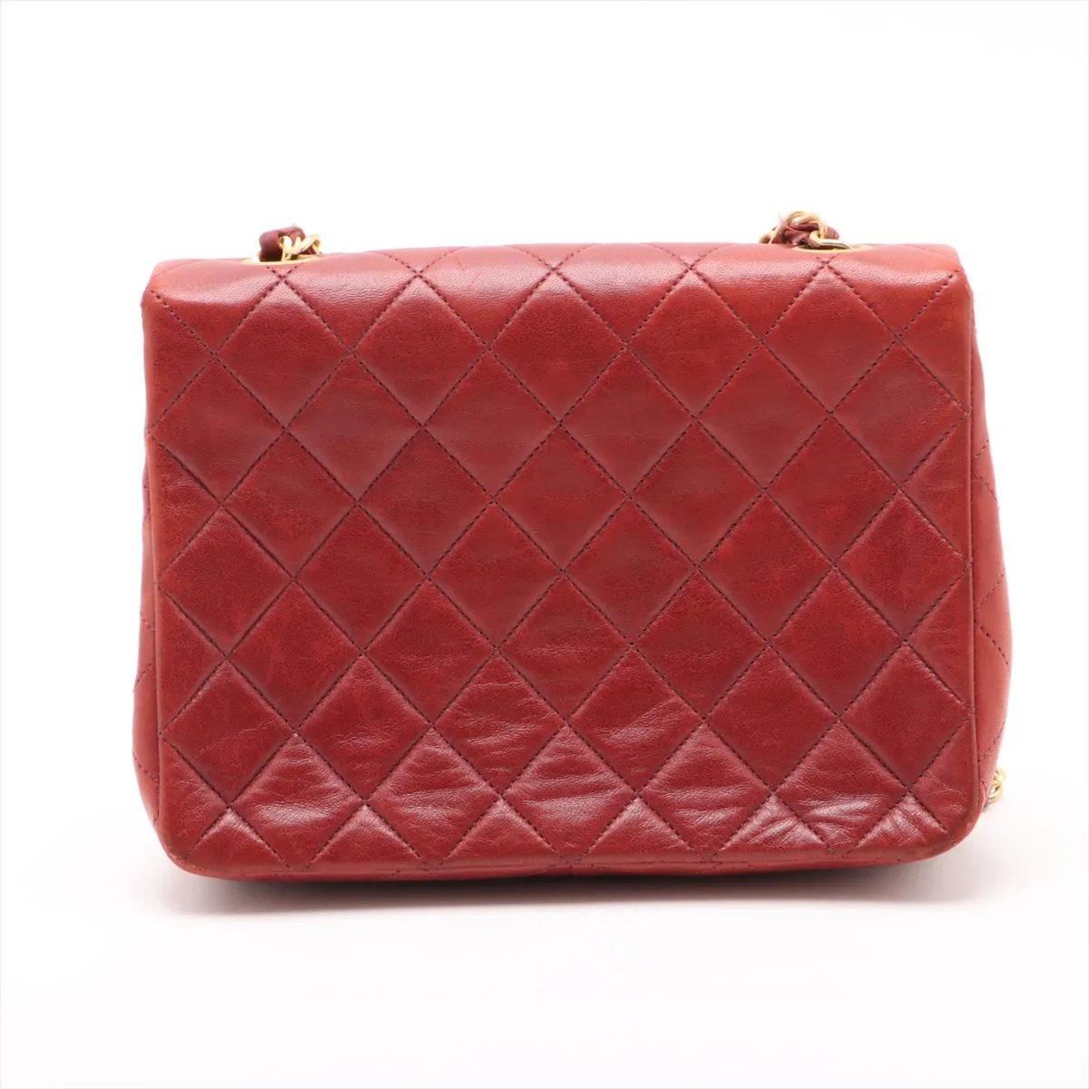 Matelasse Lambskin Single Flap Single Chain Bag Red Gold Hardware — view 2