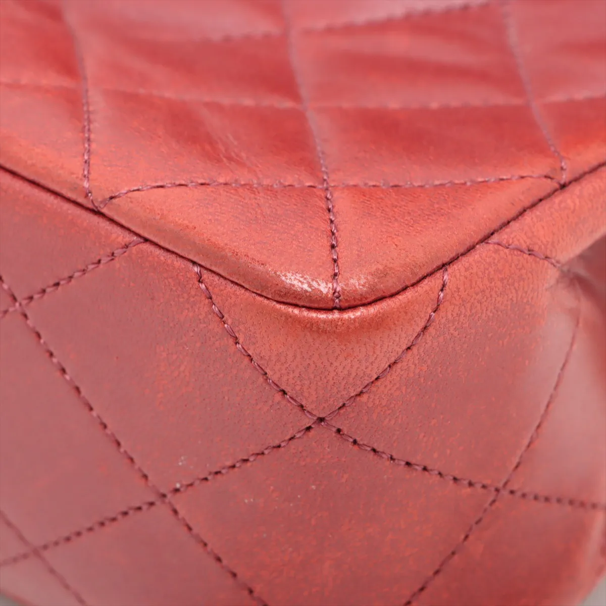 Matelasse Lambskin Single Flap Single Chain Bag Red Gold Hardware — view 11