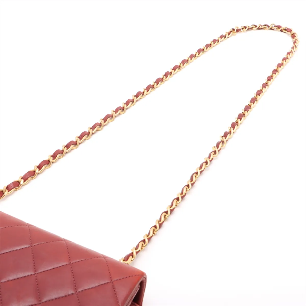 Matelasse Lambskin Single Flap Single Chain Bag Red Gold Hardware — view 5