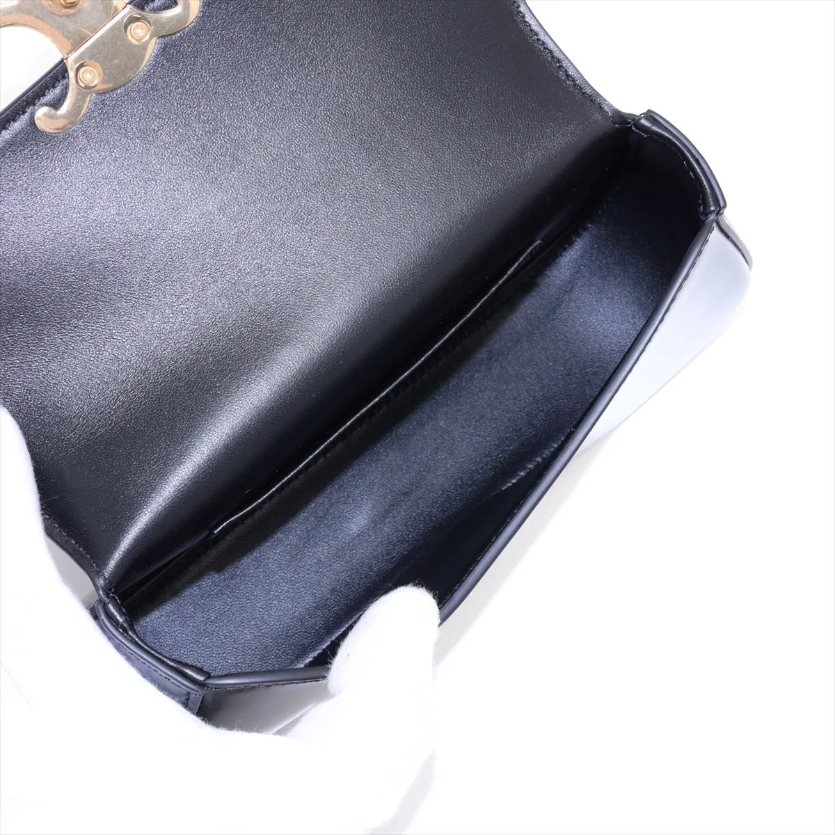 Triomphe Teen Laura Leather 2-Way Handbag, Black — view 8