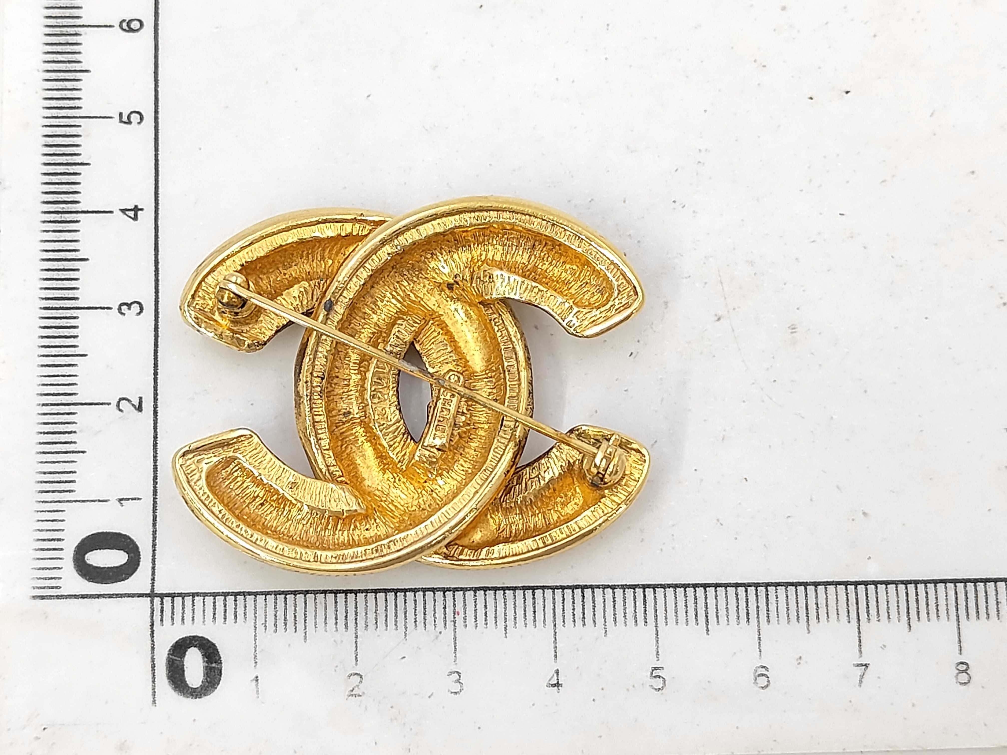 Gold Plated Coco Mark Matelassé Brooch — view 2
