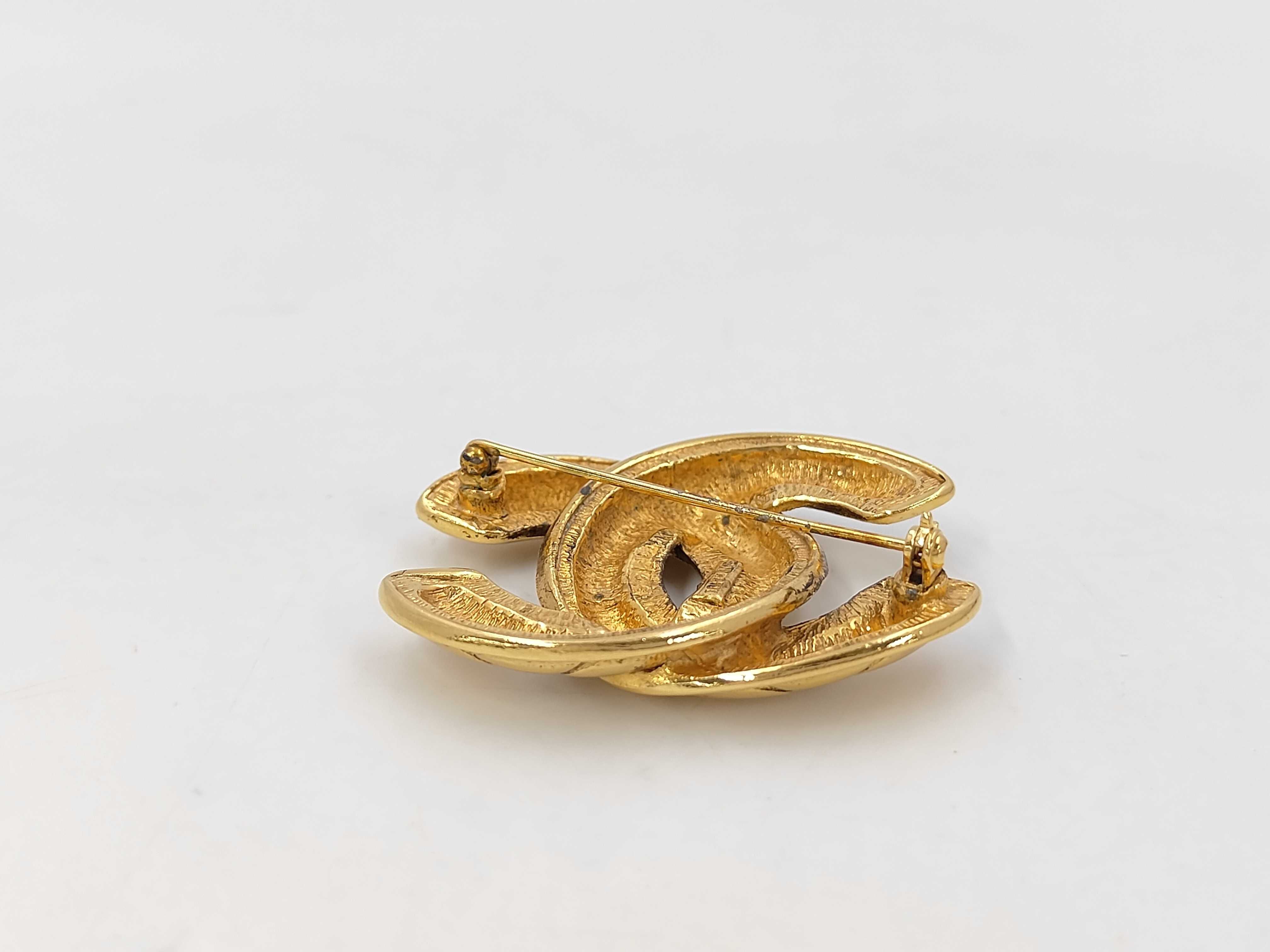 Gold Plated Coco Mark Matelassé Brooch — view 3