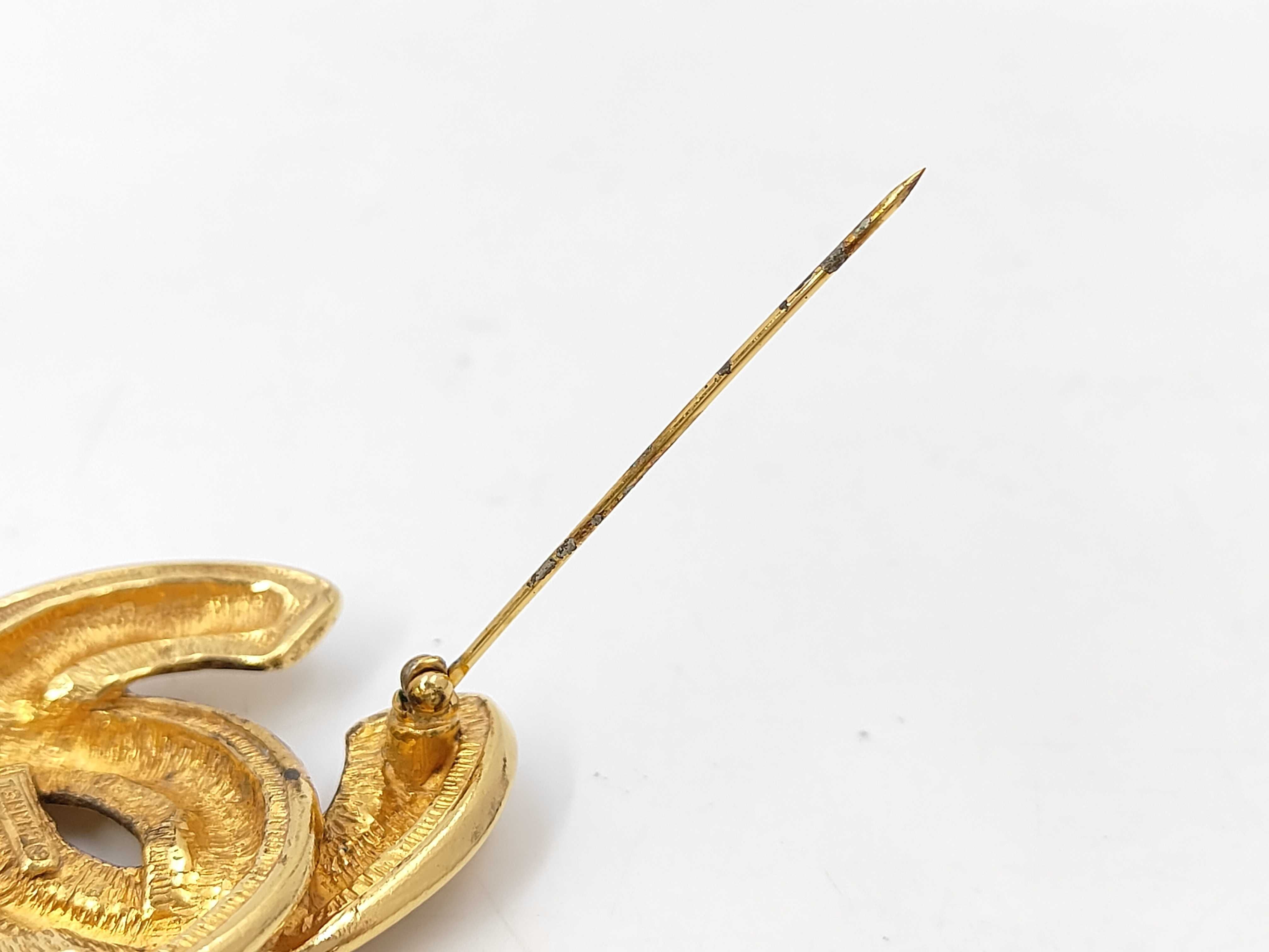 Gold Plated Coco Mark Matelassé Brooch — view 5