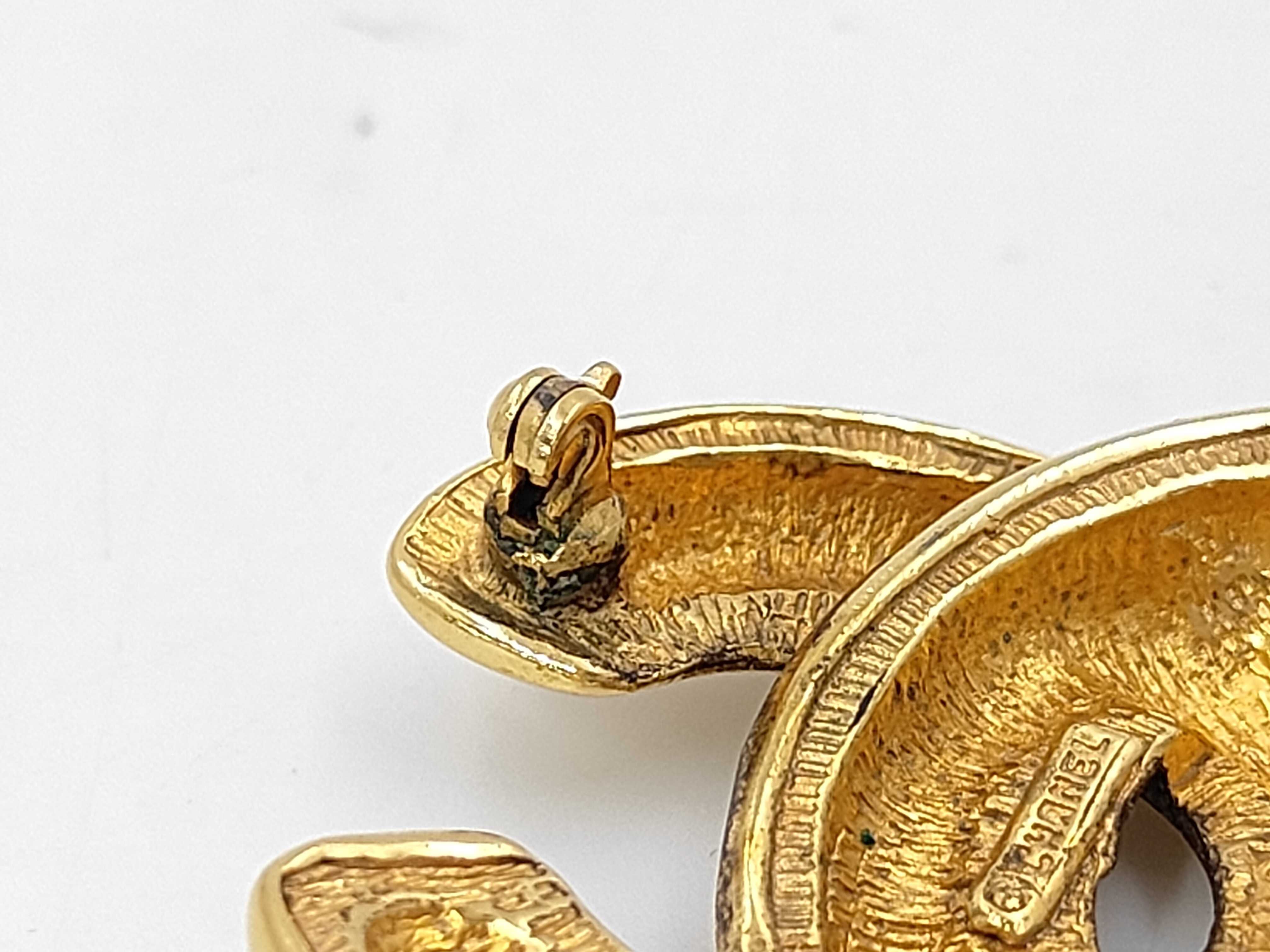 Gold Plated Coco Mark Matelassé Brooch — view 6