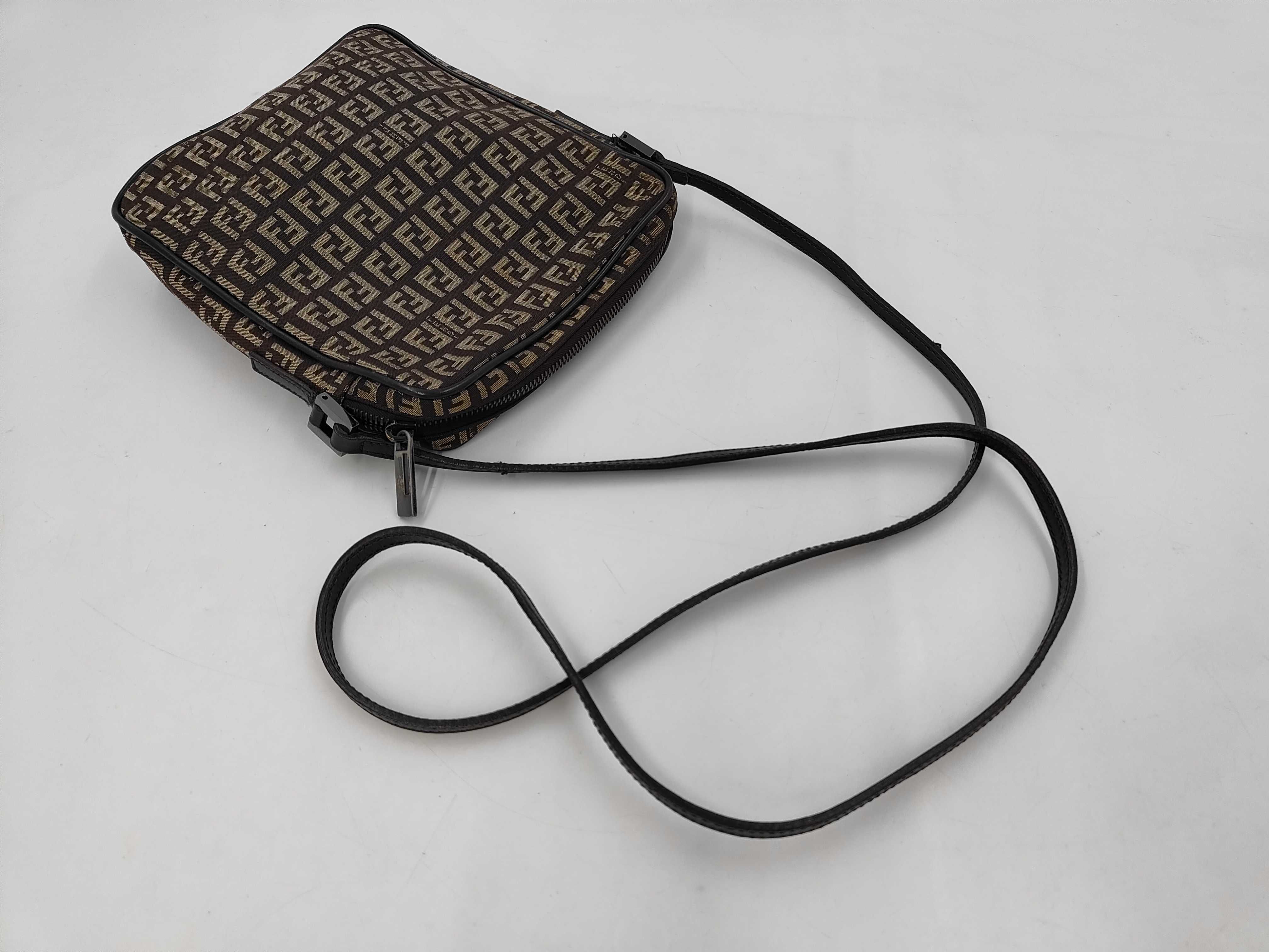 Zucchino Pattern Shoulder Bag 8BT053 Dark Brown x Beige Jacquard x Leather — view 5