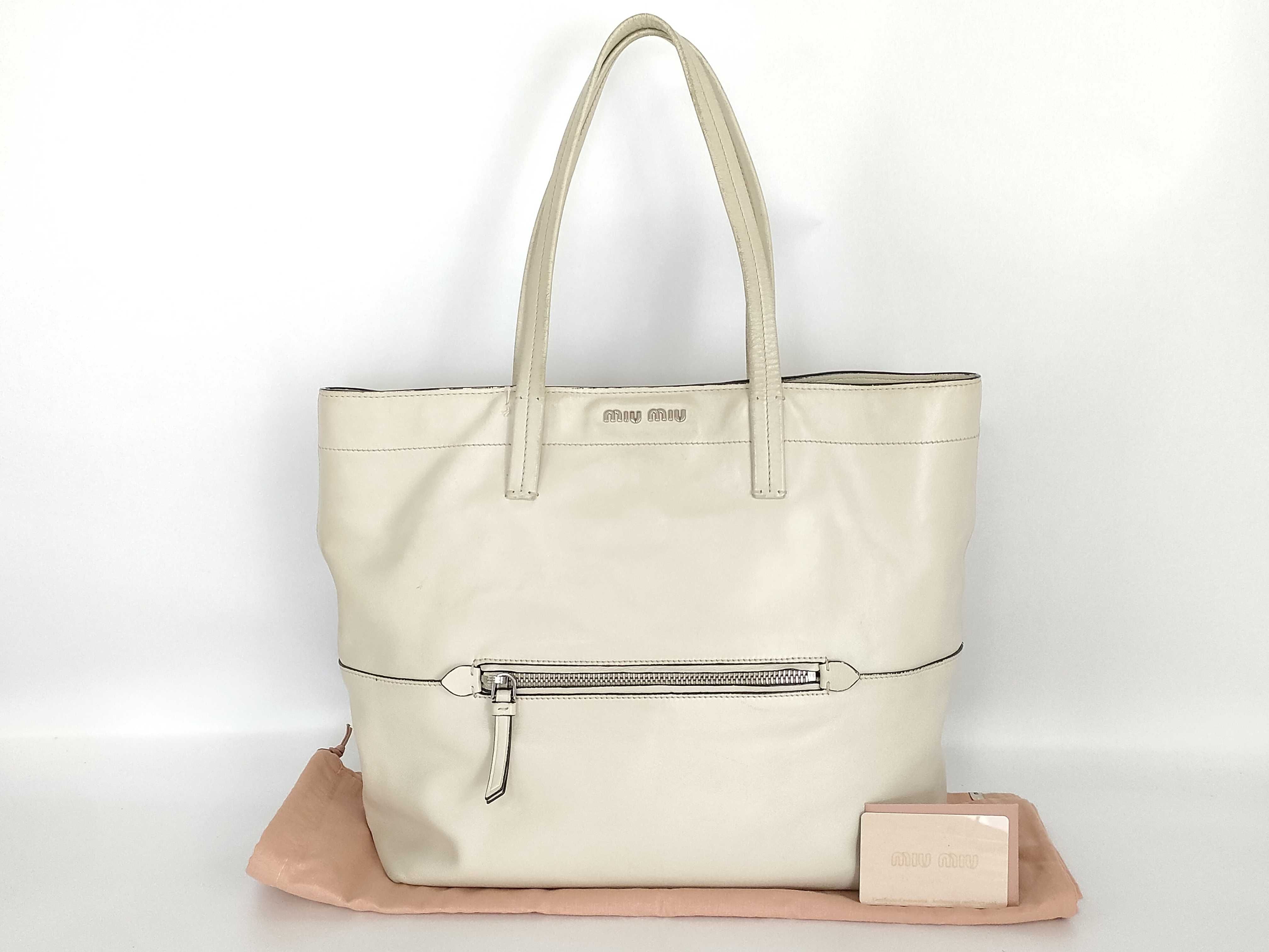 Leather Tote Bag, White Tote Bag