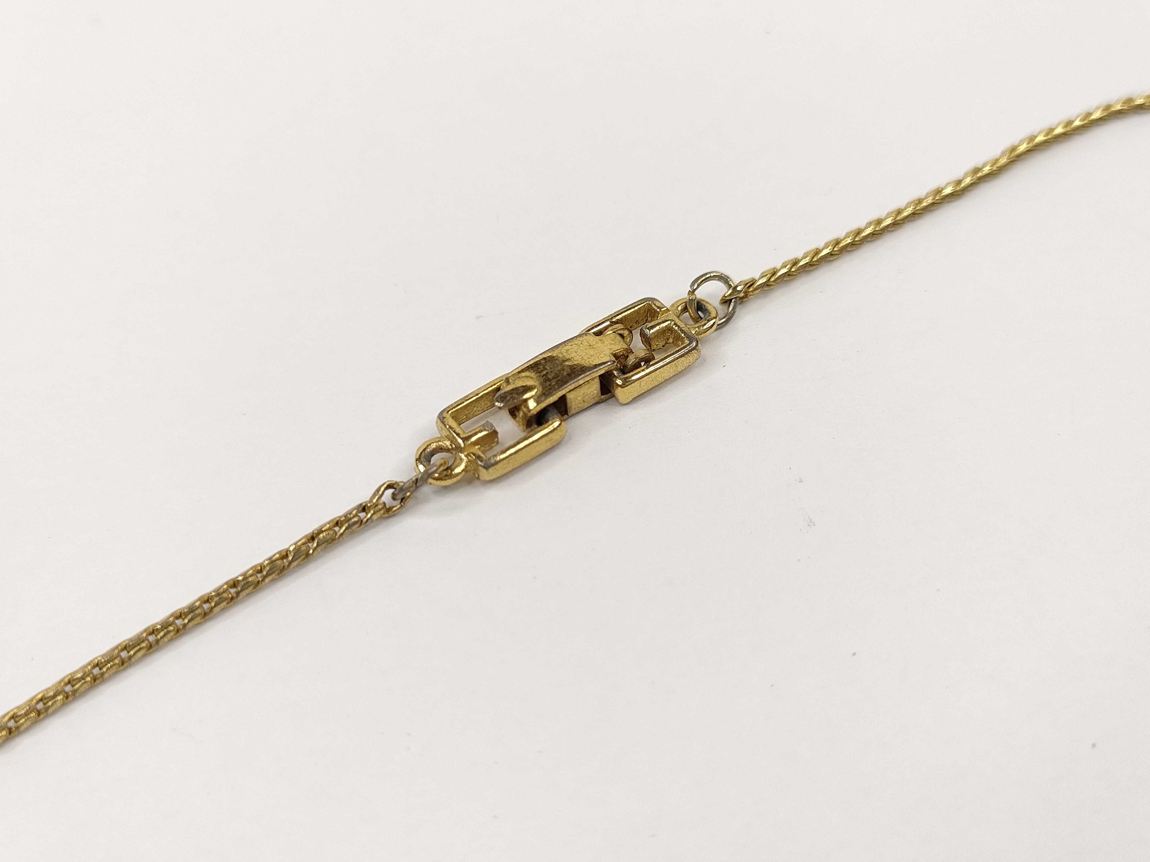 4G Logo Rhinestone Gold Tone Pendant Necklace — view 5