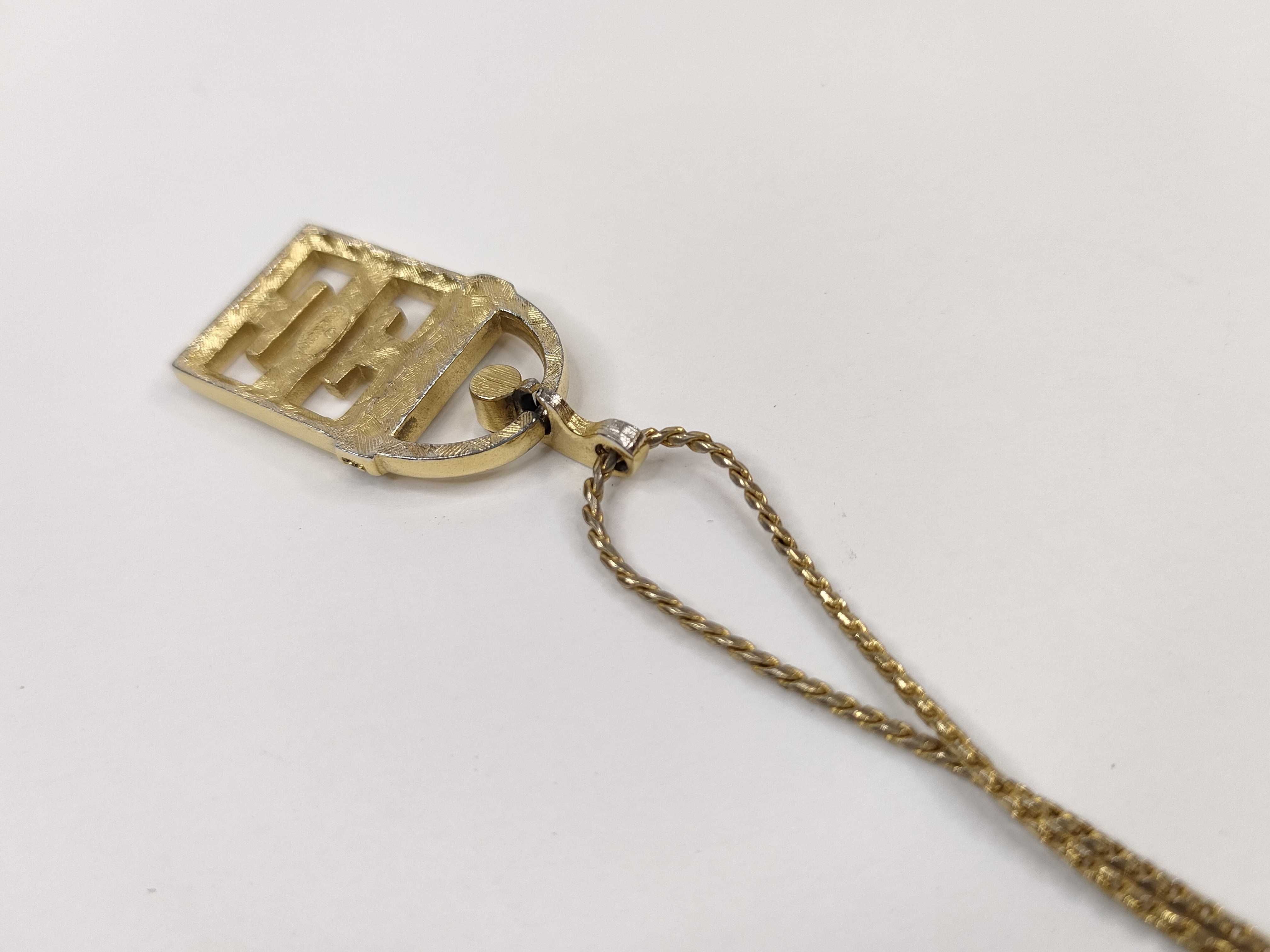 4G Logo Rhinestone Gold Tone Pendant Necklace — view 8