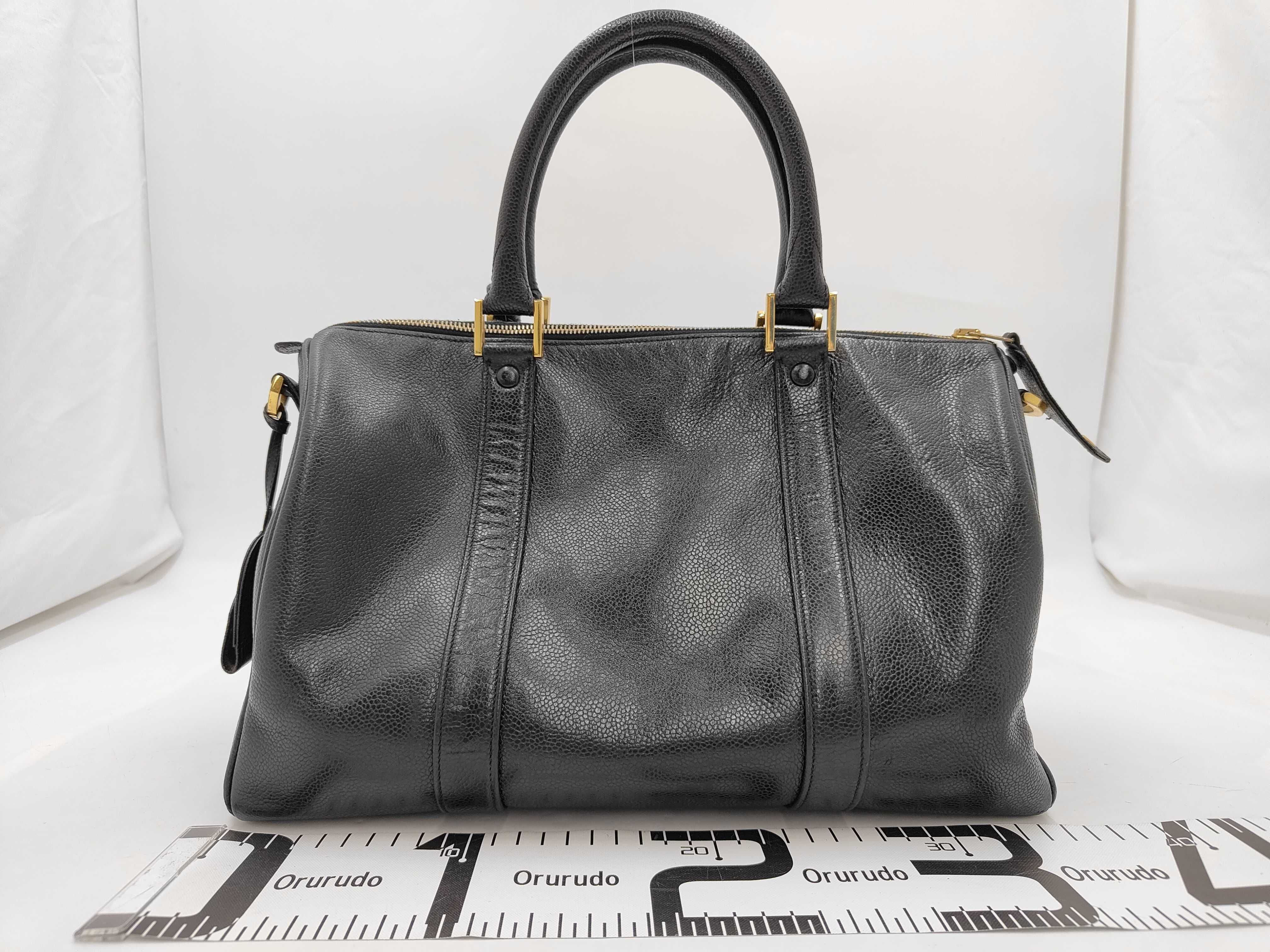 Coco Mark Caviar Skin 2-Way Handbag, Black with Gold Hardware, Series 2, ST Boston Bag — view 2