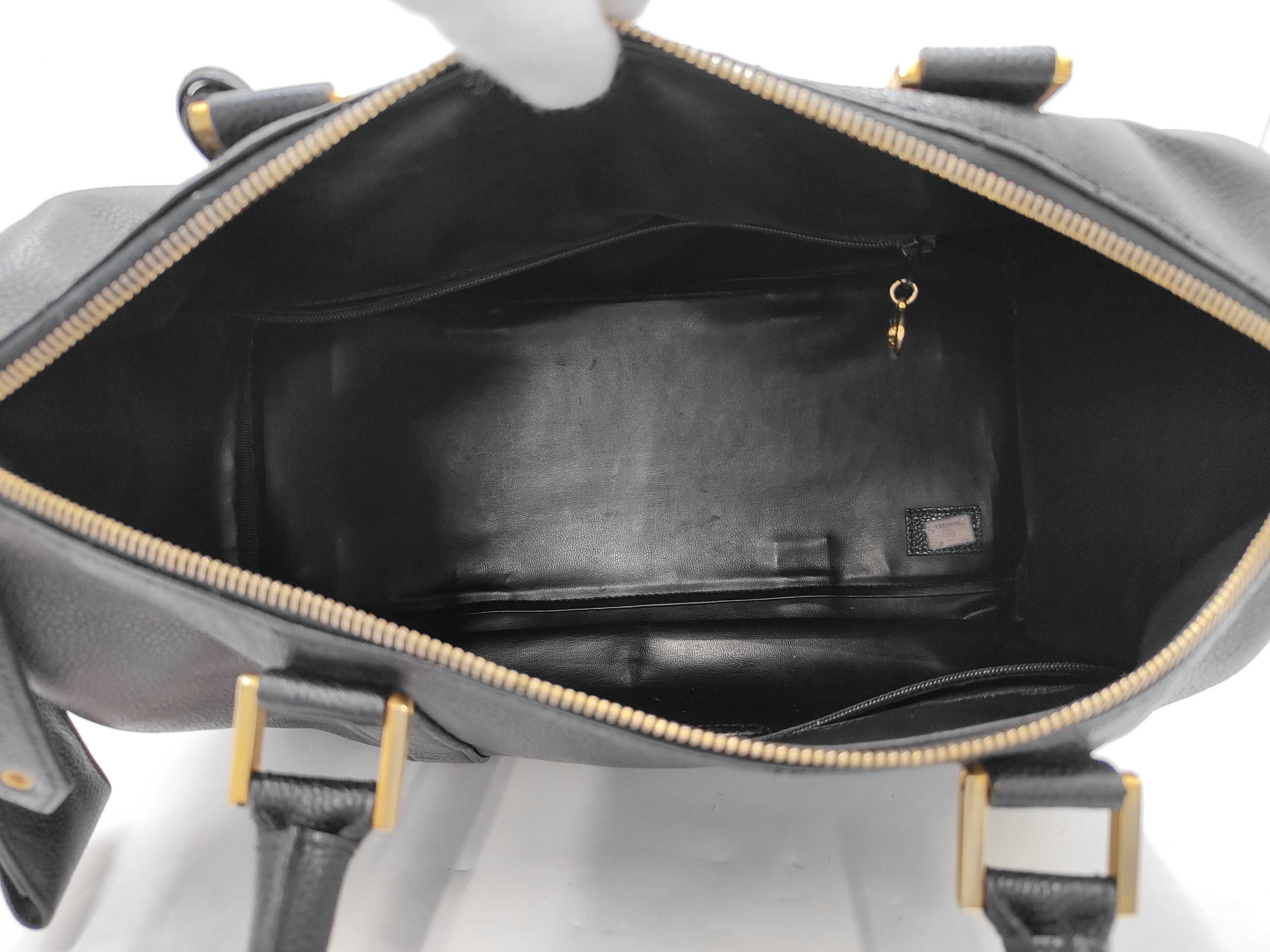 Coco Mark Caviar Skin 2-Way Handbag, Black with Gold Hardware, Series 2, ST Boston Bag — view 11