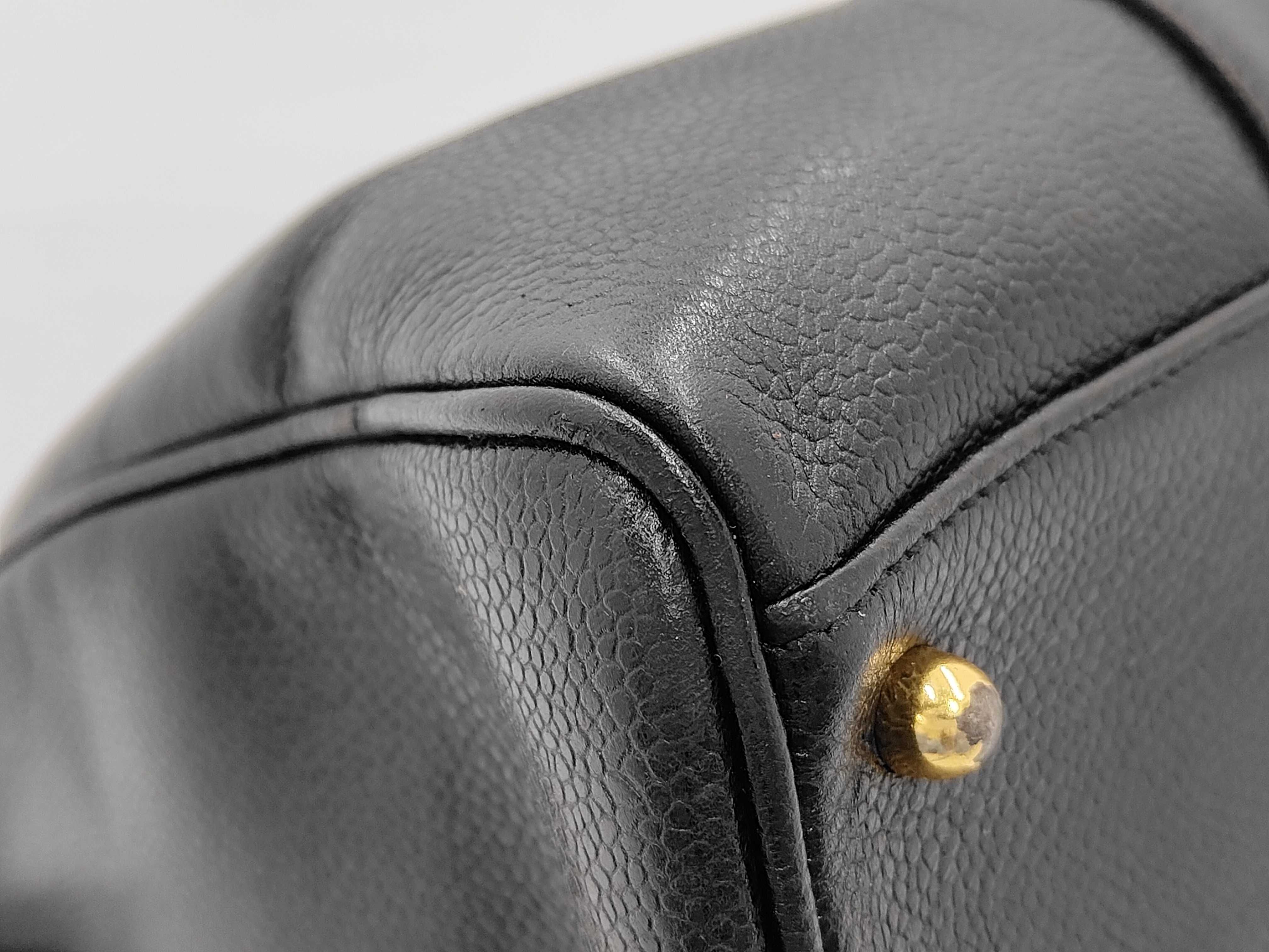 Coco Mark Caviar Skin 2-Way Handbag, Black with Gold Hardware, Series 2, ST Boston Bag — view 4