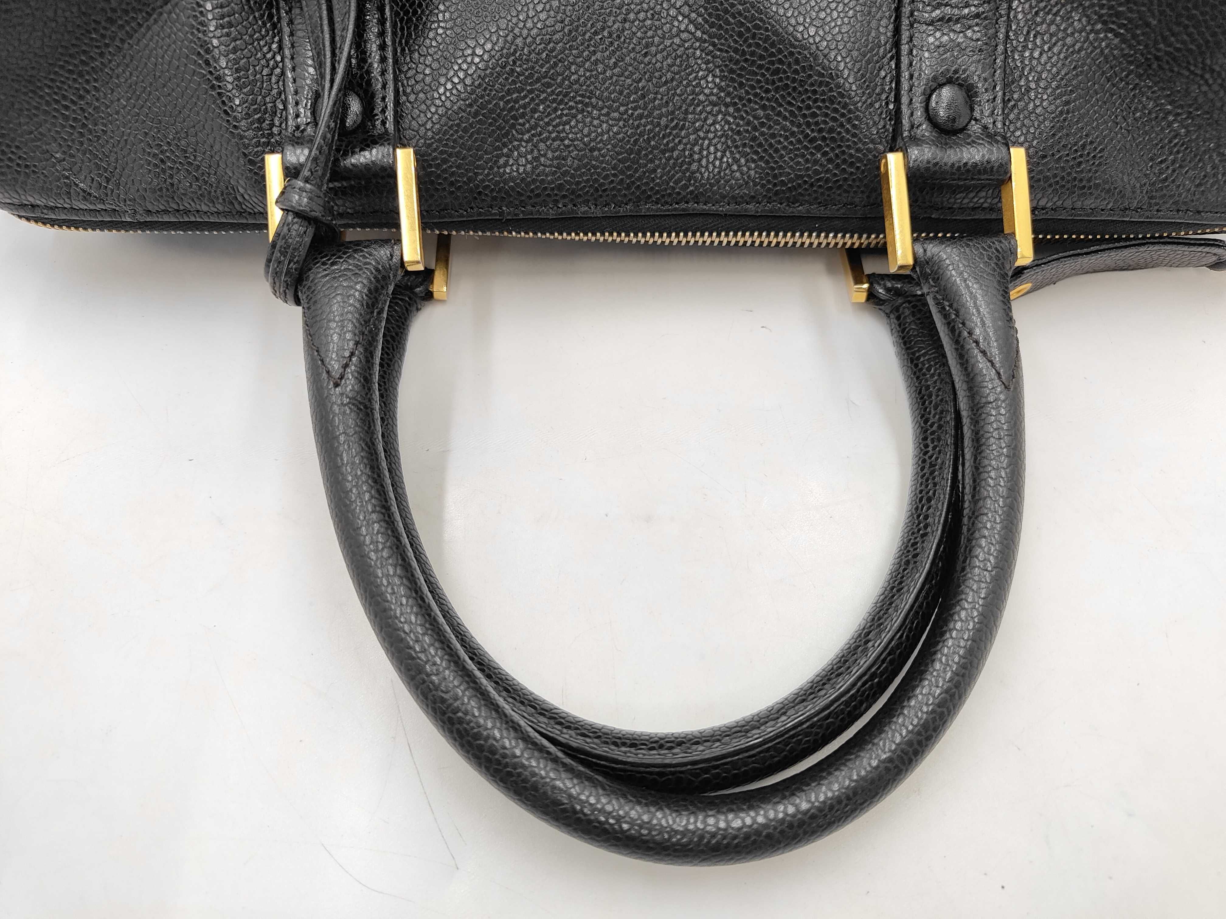 Coco Mark Caviar Skin 2-Way Handbag, Black with Gold Hardware, Series 2, ST Boston Bag — view 5