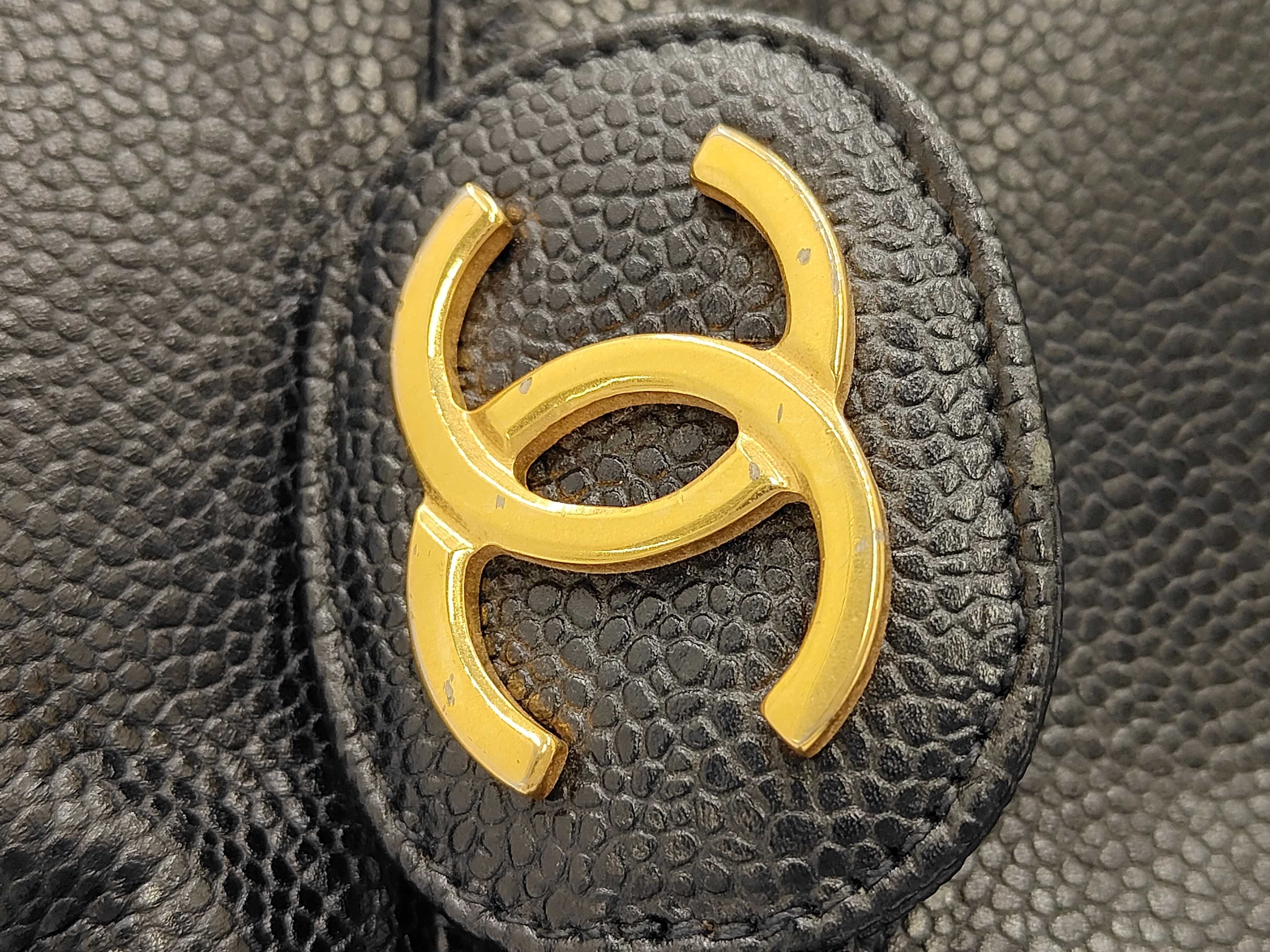 Coco Mark Caviar Skin 2-Way Handbag, Black with Gold Hardware, Series 2, ST Boston Bag — view 7