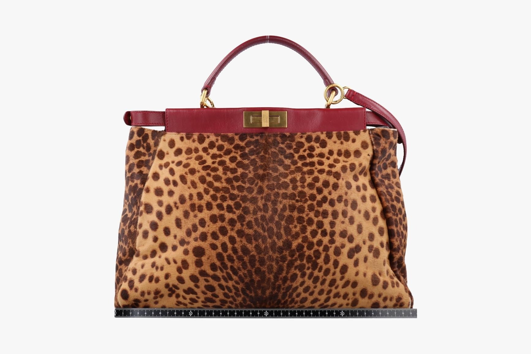 Peekaboo Large Calf Hair x Leather Brown x Red — view 2
