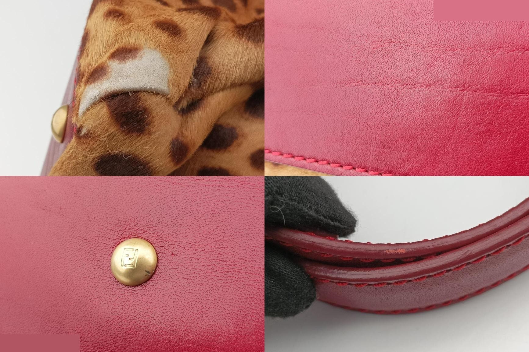 Peekaboo Large Calf Hair x Leather Brown x Red — view 11