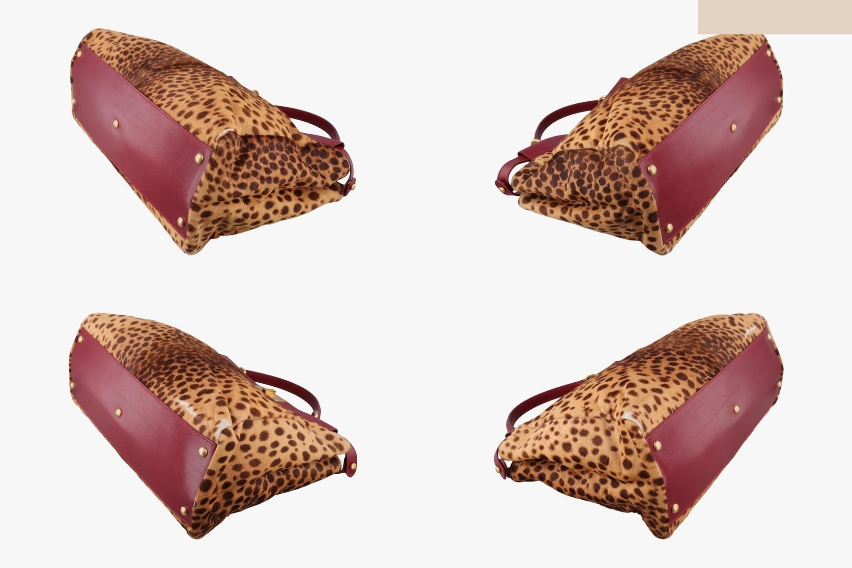 Peekaboo Large Calf Hair x Leather Brown x Red — view 4