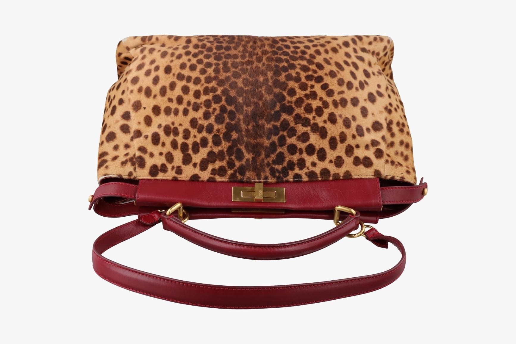 Peekaboo Large Calf Hair x Leather Brown x Red — view 5