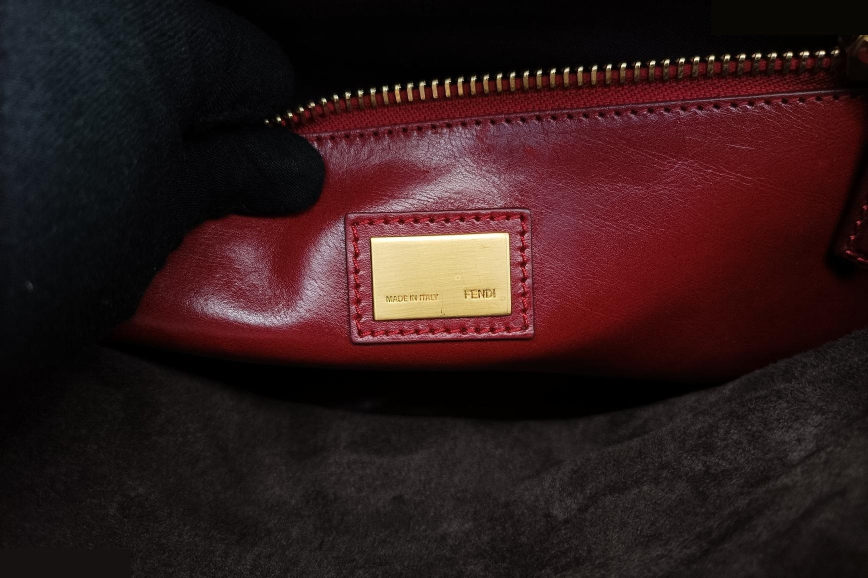 Peekaboo Large Calf Hair x Leather Brown x Red — view 7