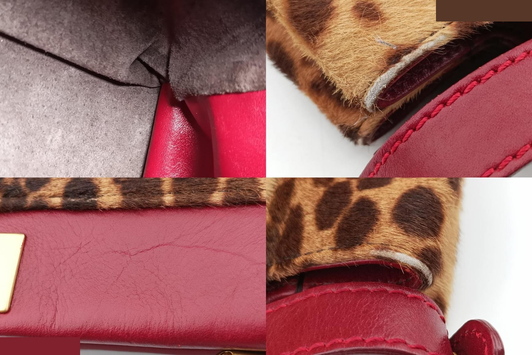 Peekaboo Large Calf Hair x Leather Brown x Red — view 9